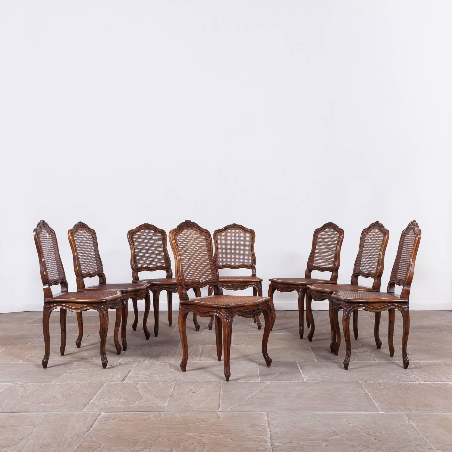 Set of Eight Early 20th Century French Fruitwood Chairs 1