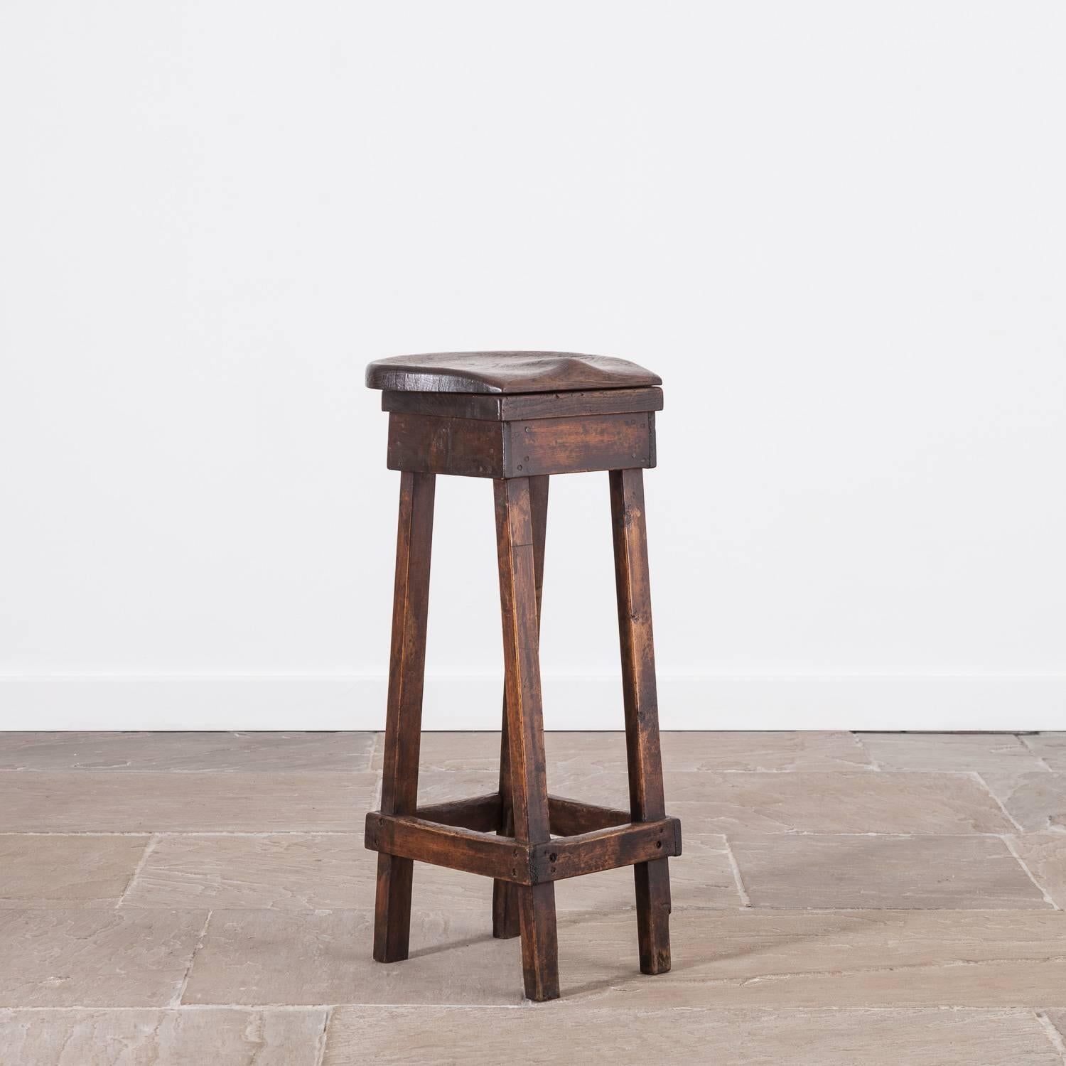 19th Century Oak and Pine Shop Stool 1