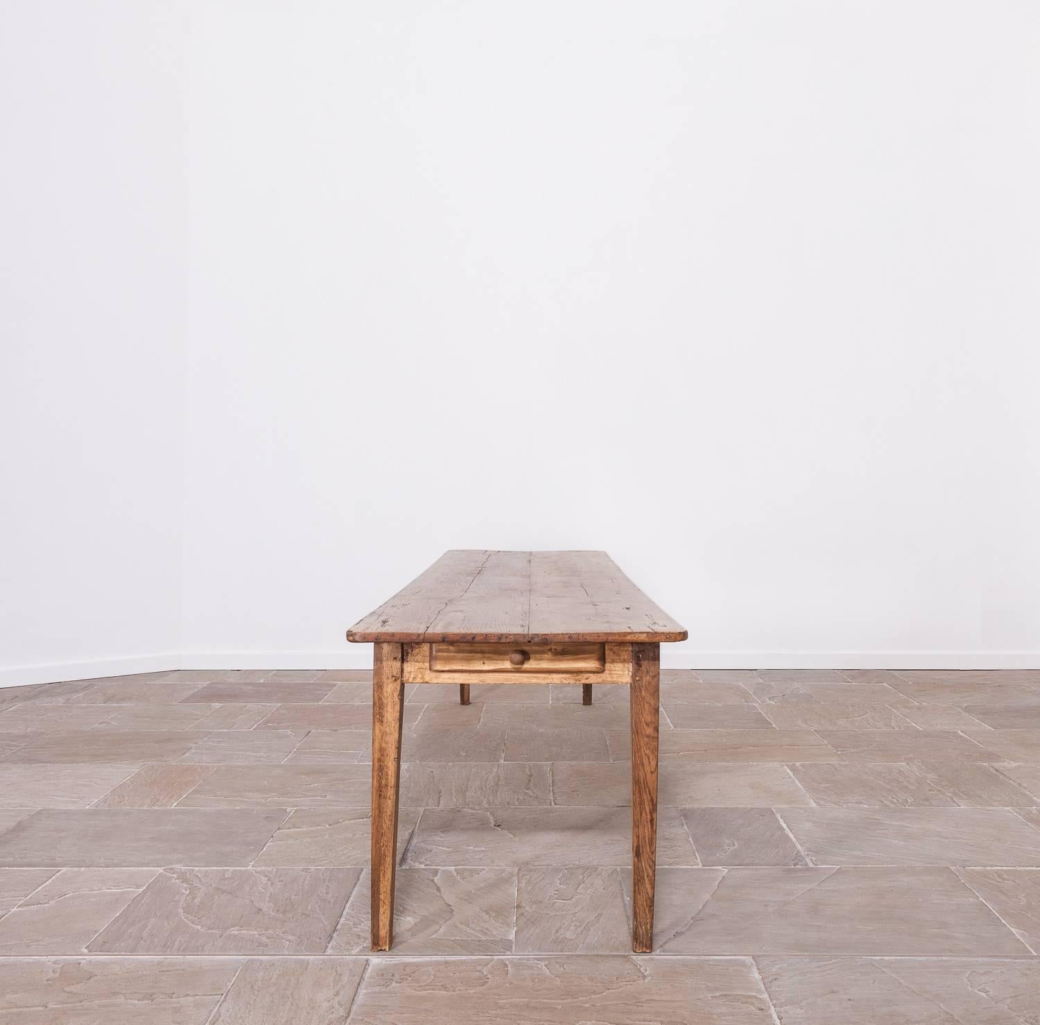 Long Oak and Pine Kitchen Table, Late 19th Century 2