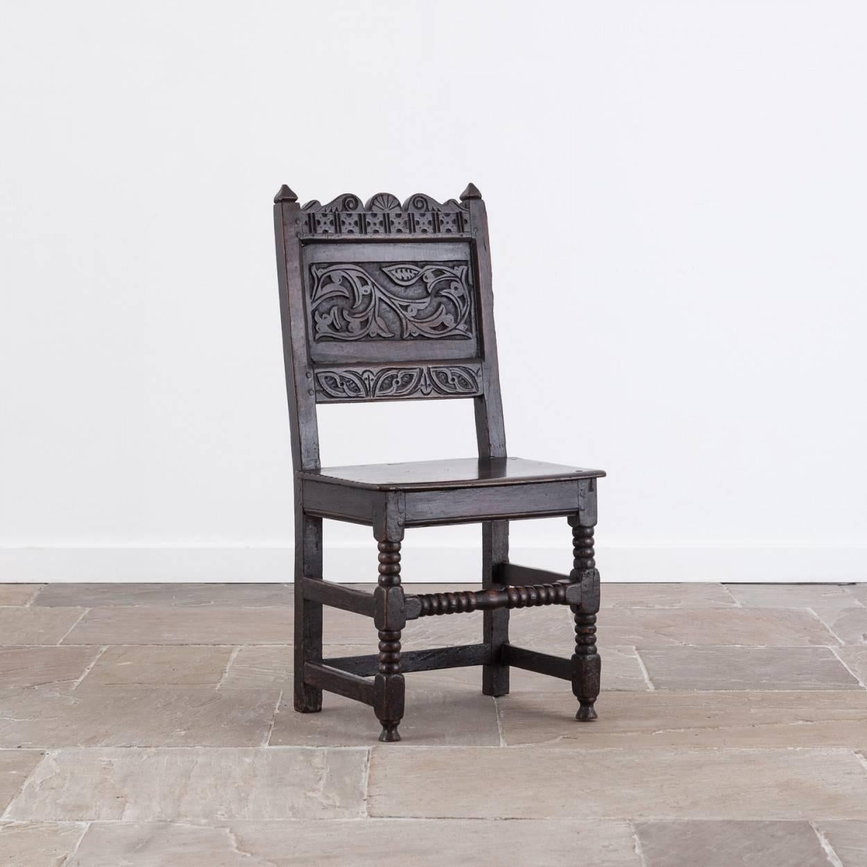 Very appealing late 17th century joined oak chair.