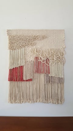 Pink & Cream Fiber Art Weaving by All Roads