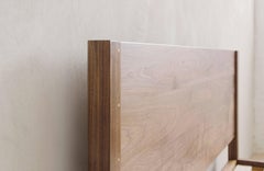 "Lore" Bed, Contemporary Shaker-Style Solid Wood and Brass King or Queen Bed