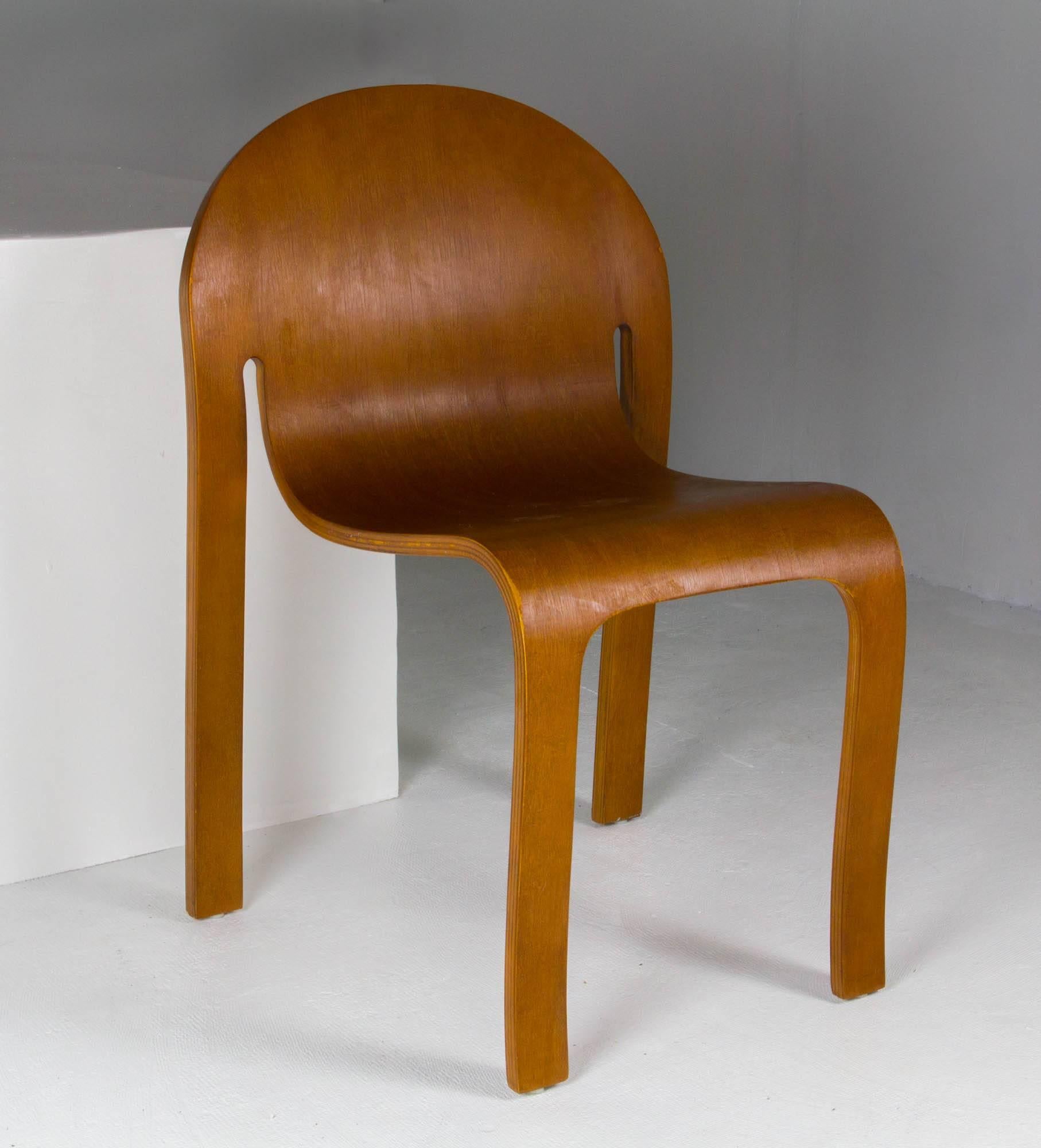 Bodyform chair by Peter Danko comprised of a single sheet of plywood with epoxy finish.