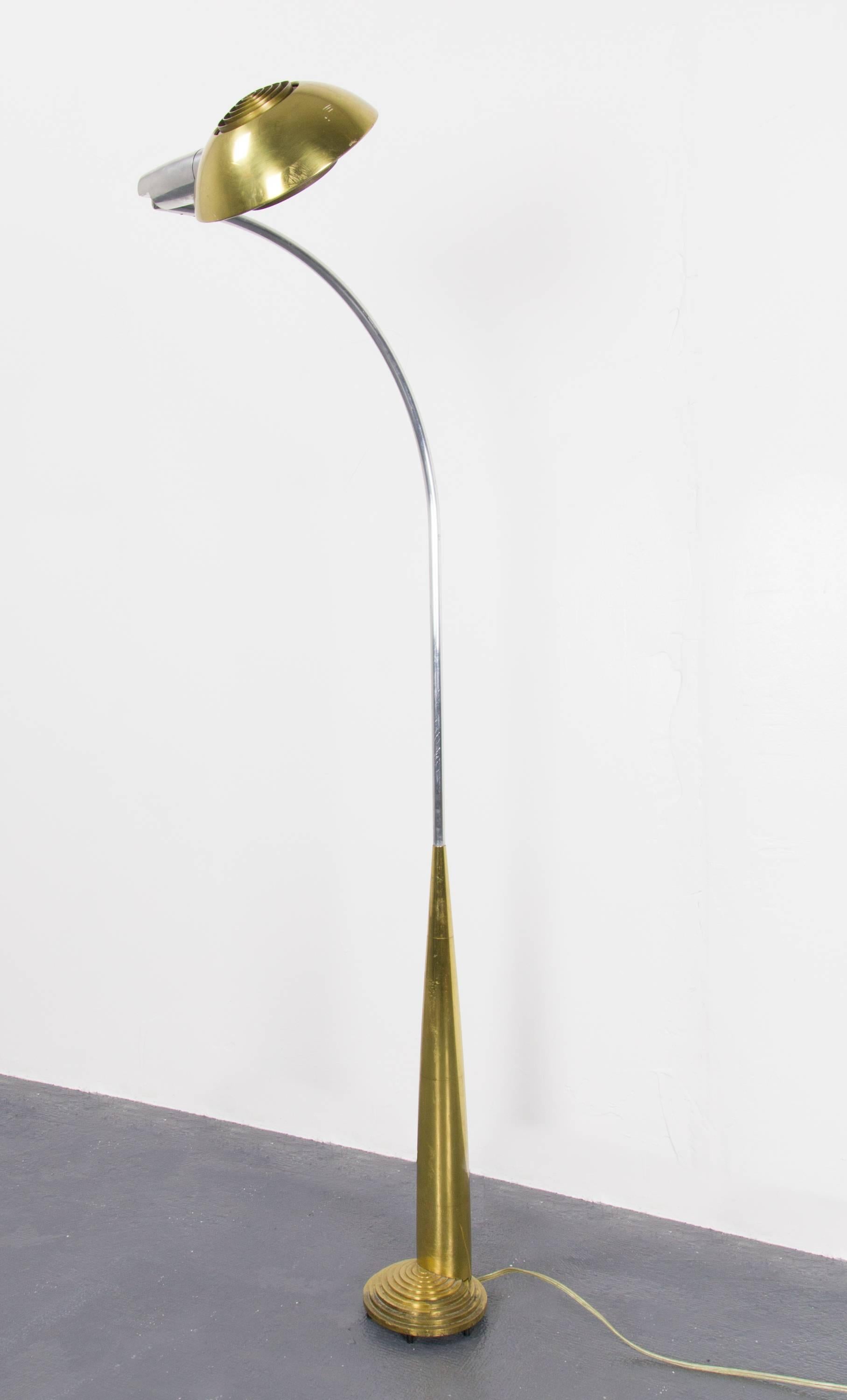 Cedric Hartman 91 CO precision floor lamp with solid brass base and brass plated shade. Rotates 720 degrees at base and 180 degrees at the socket.