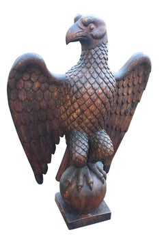 American Pair of Carved Yellow Pine Spread Wing Eagles