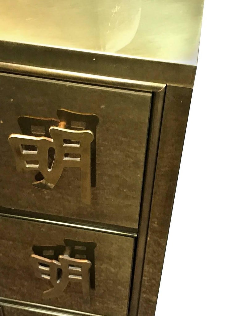 Mastercraft Brass Chest With Chinese Characters Signed At 1stdibs