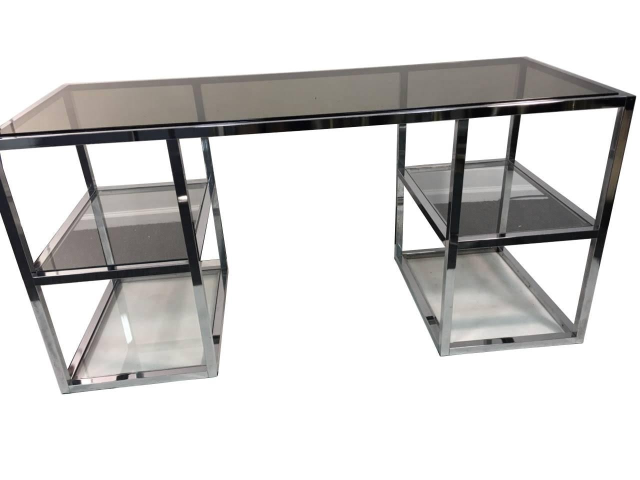 chrome and glass desk