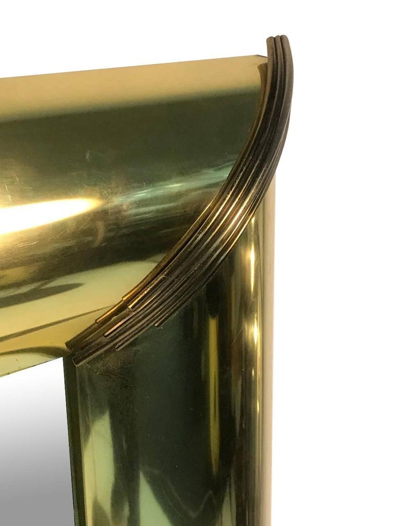 Mirror with Brass Trim and Bold Moldings in the Style of Mastercraft