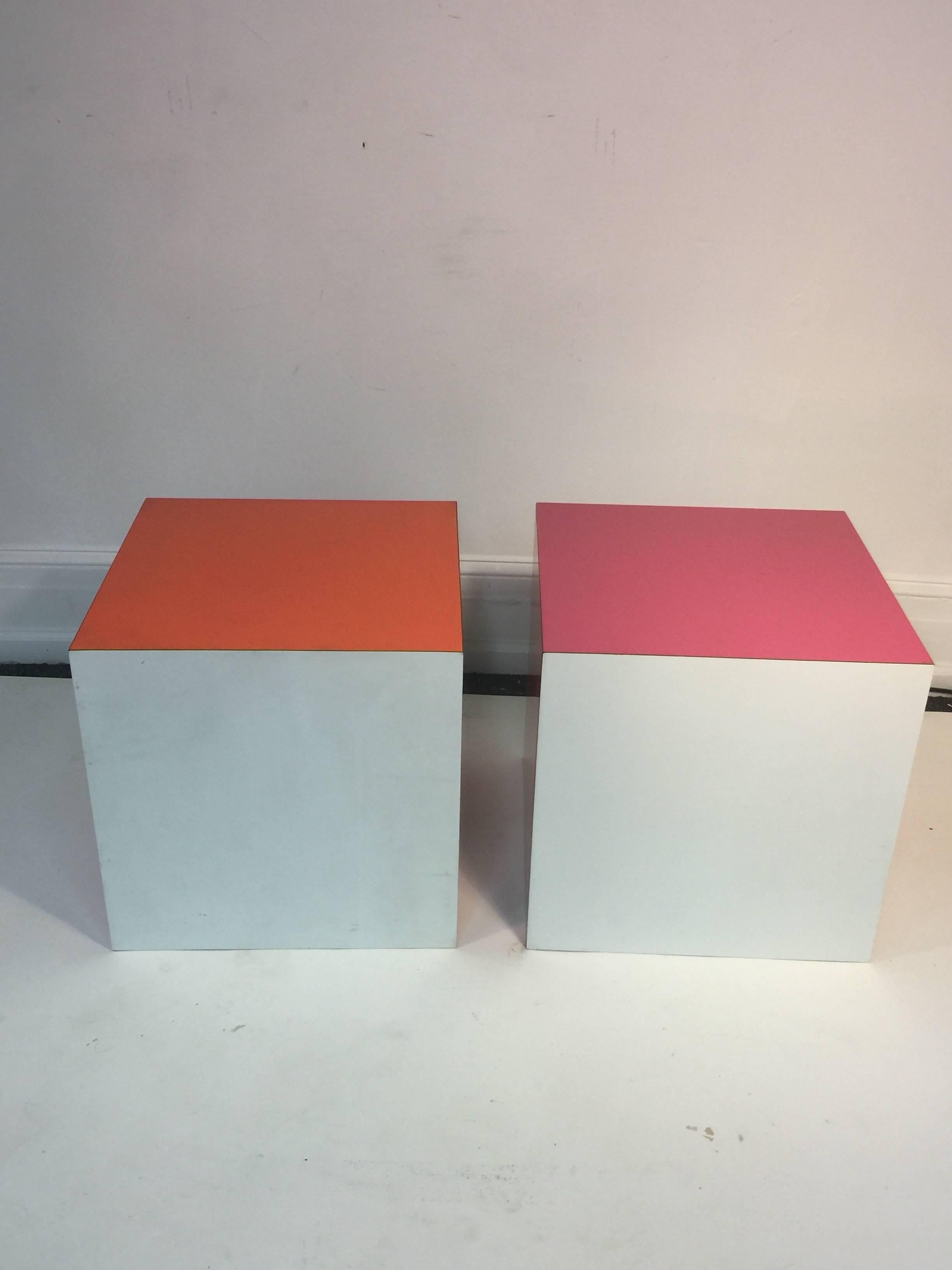 Mod Verner Panton Style Cube Side Tables/Stools In Excellent Condition For Sale In Allentown, PA