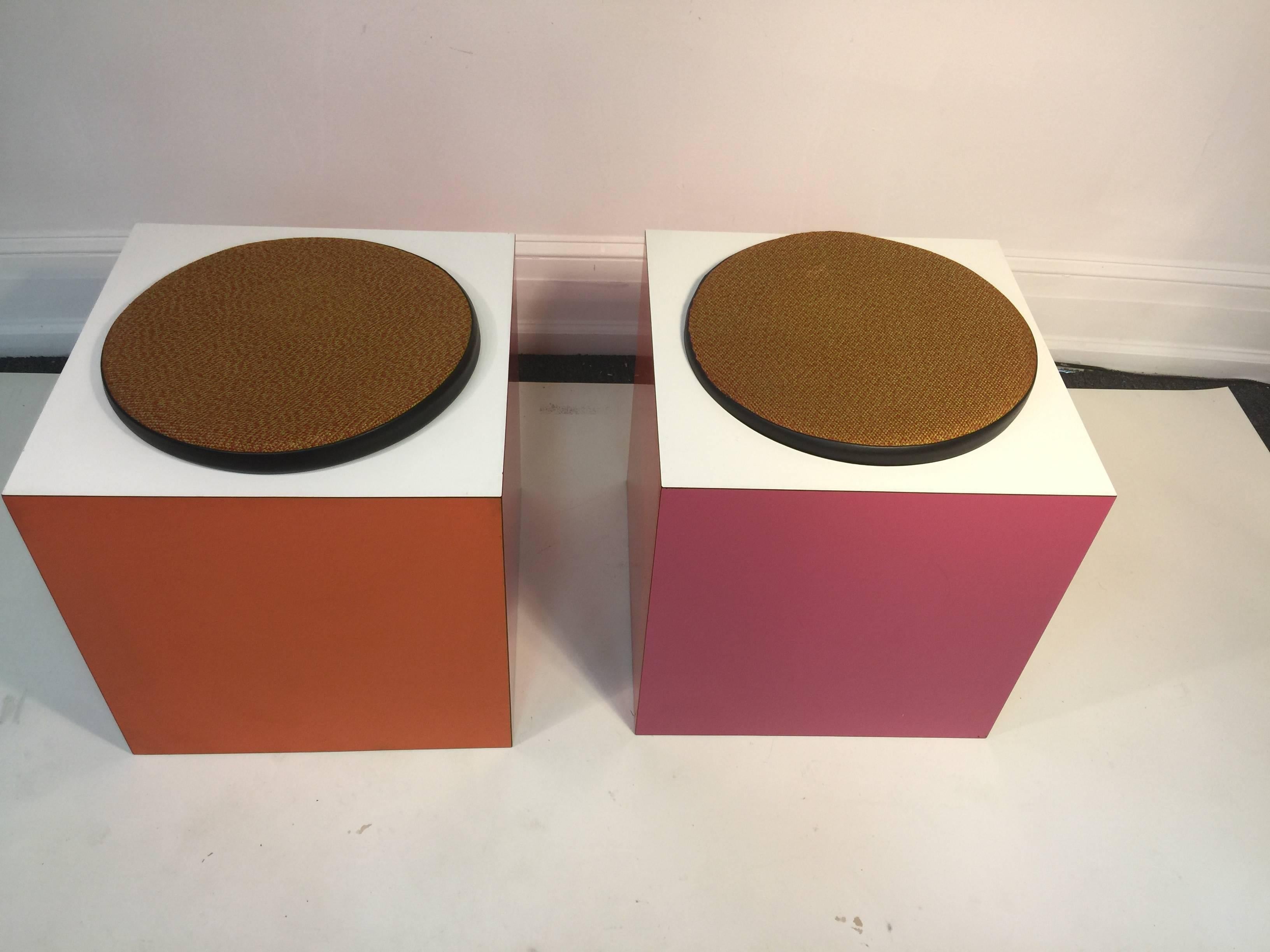 Late 20th Century Mod Verner Panton Style Cube Side Tables/Stools For Sale