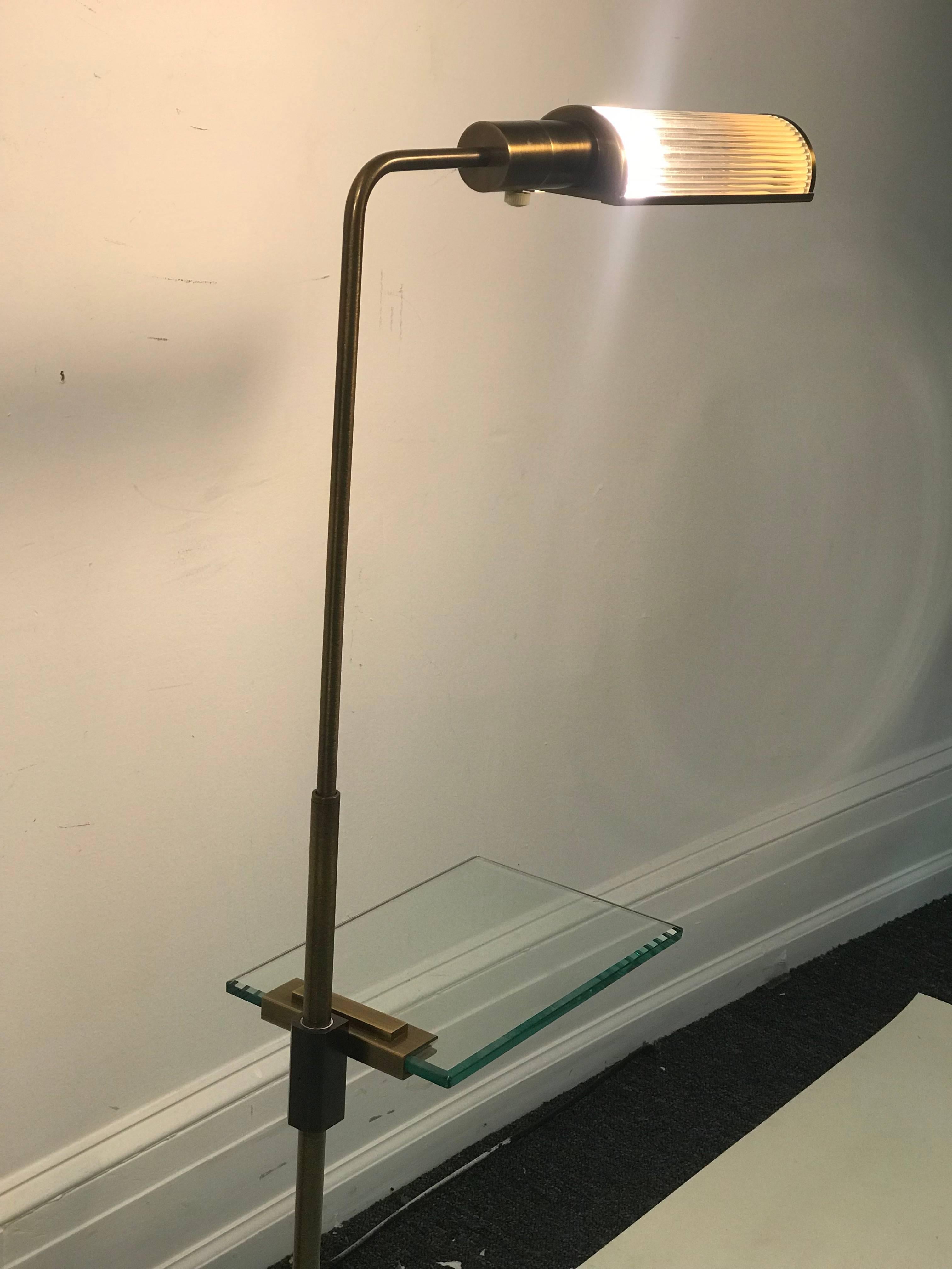 Polished Brass and Cut-Glass Pharmacy Floor Lamp by Casella