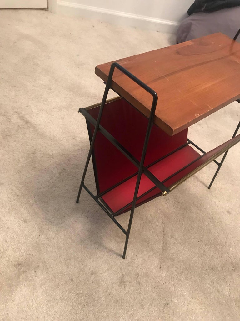 Italian Magazine Rack Brass Accents For Sale at 1stdibs