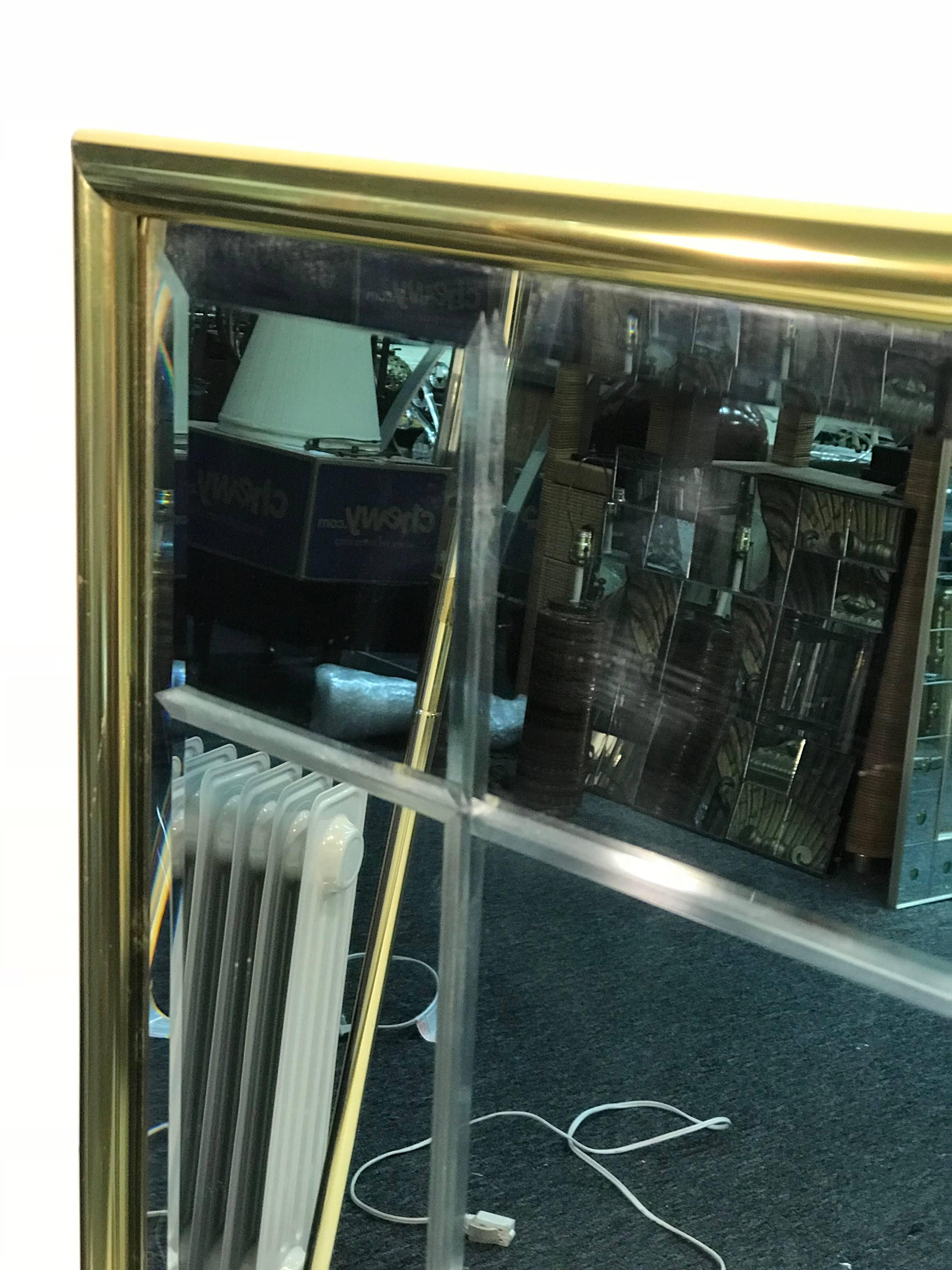 Modern Pair of Brass Mirrors in Die Etched Style For Sale