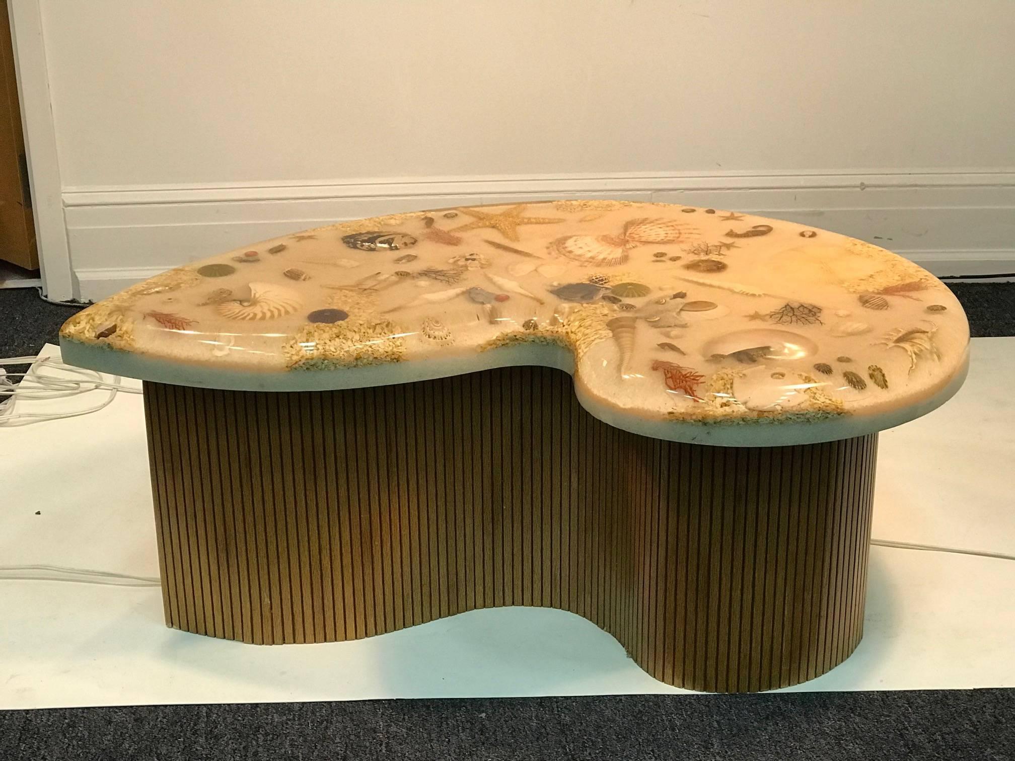 Unique Artist Made Biomorphic Sea Creature Resin Top Coffee Table In Good Condition For Sale In Allentown, PA