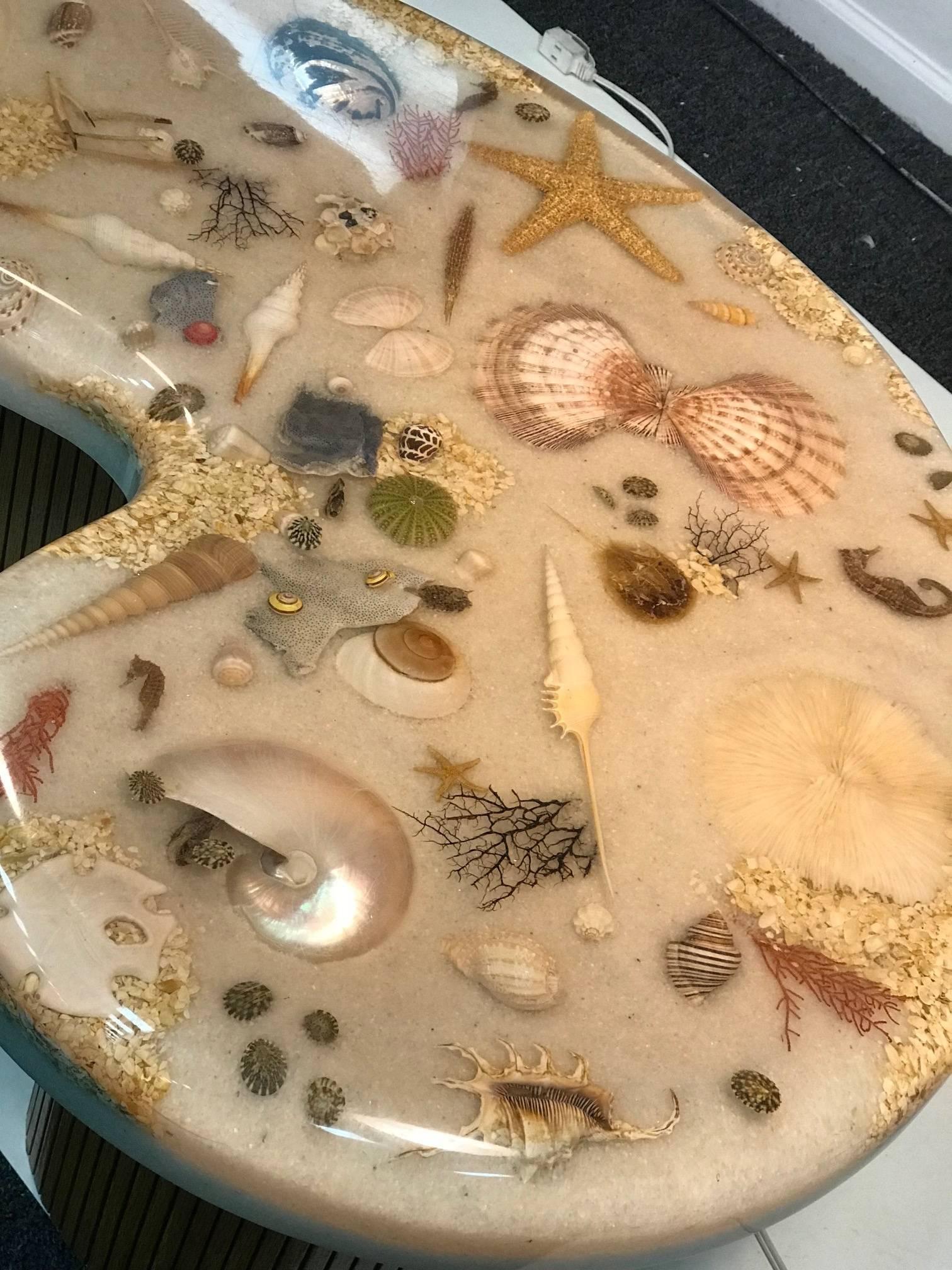 Cast Unique Artist Made Biomorphic Sea Creature Resin Top Coffee Table For Sale