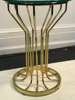 Brass Cage Design Side Table in the Style of Milo Baughman