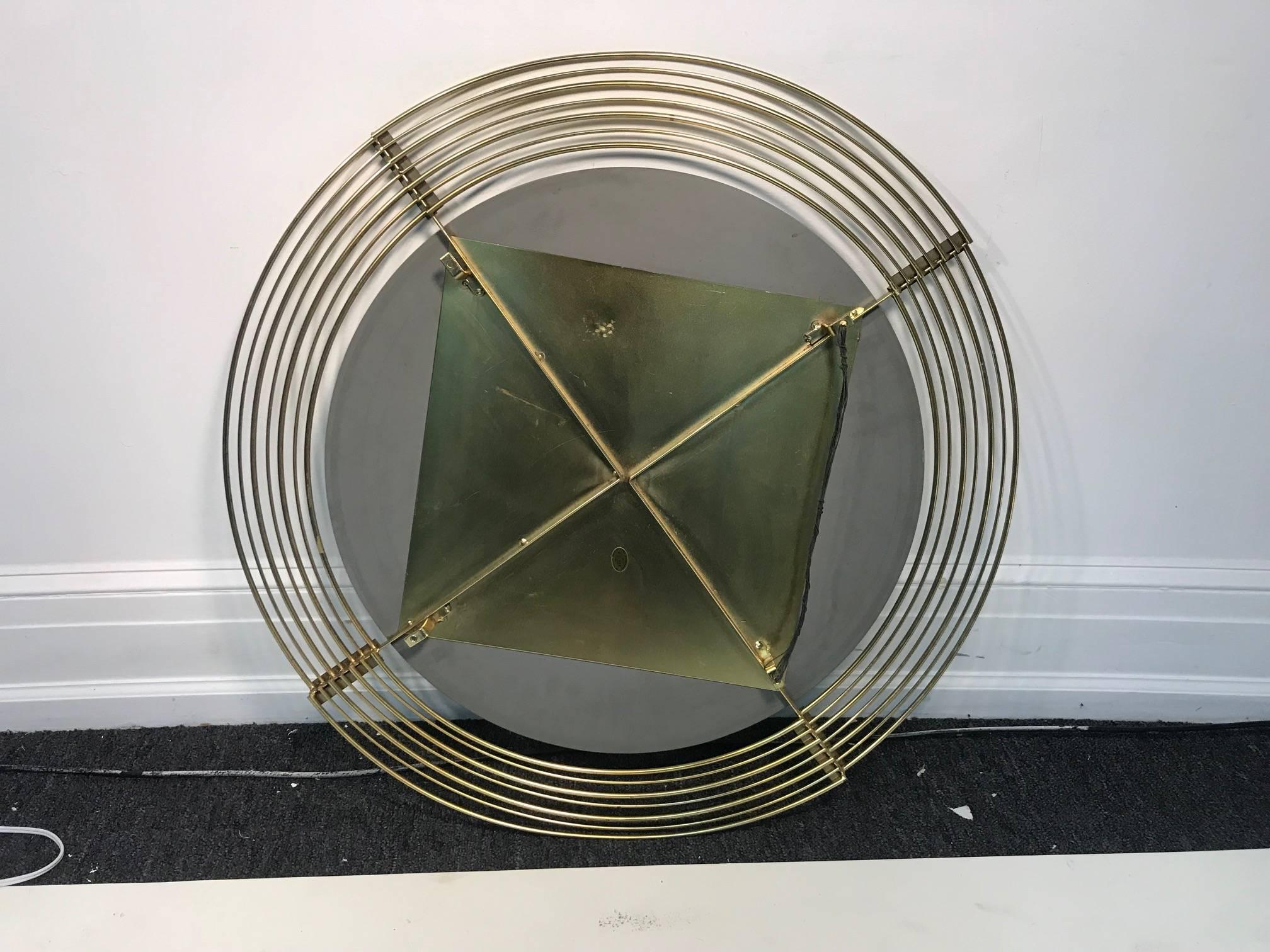 Brass Circular Mirror Signed Curtis Jere In Excellent Condition In Allentown, PA