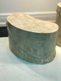 Modern Kidney Shape End Tables Tessellated Surface, Maitland-Smith