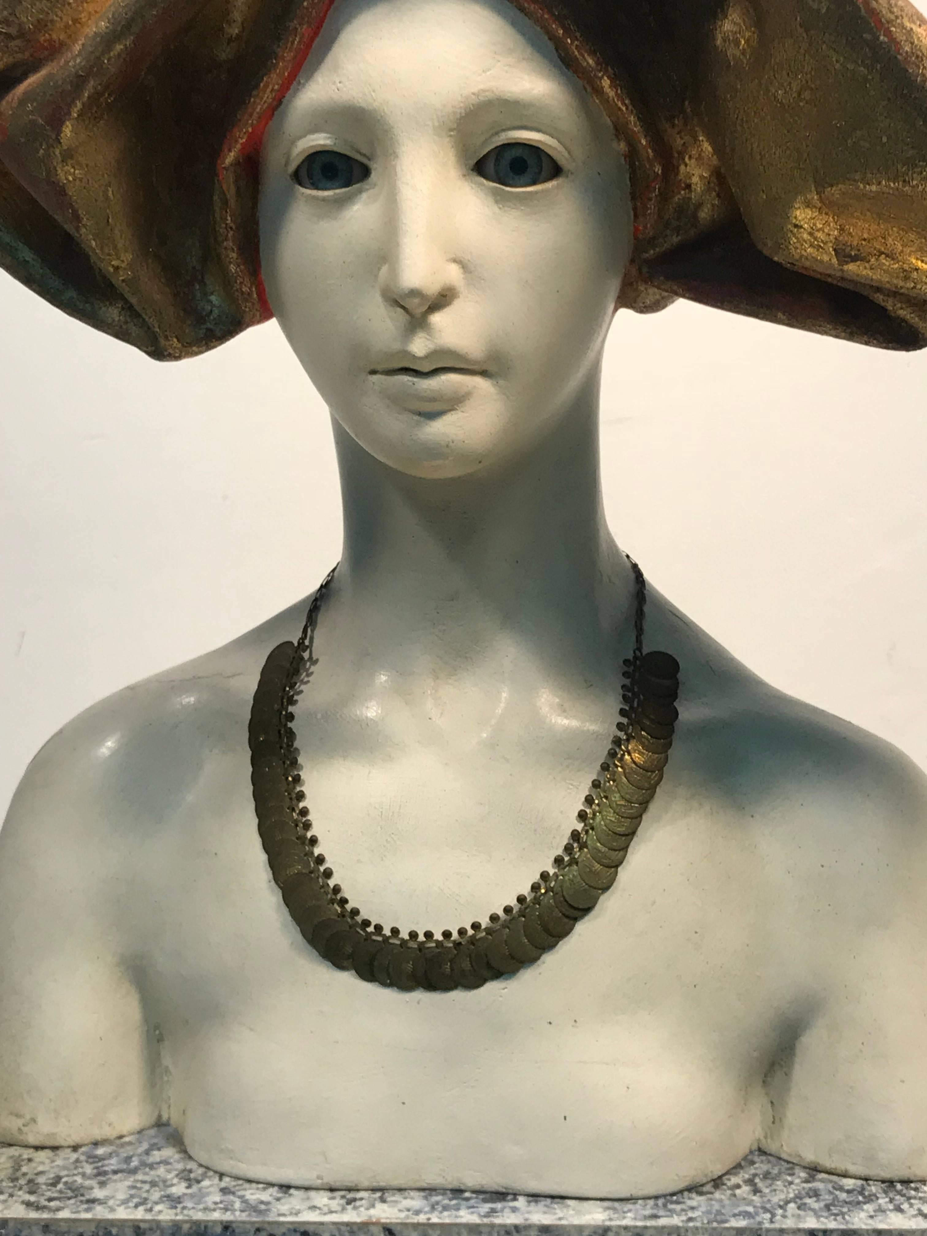 Aesthetic Movement Female Bust Art Nouveau Style by Benvenvyl For Sale