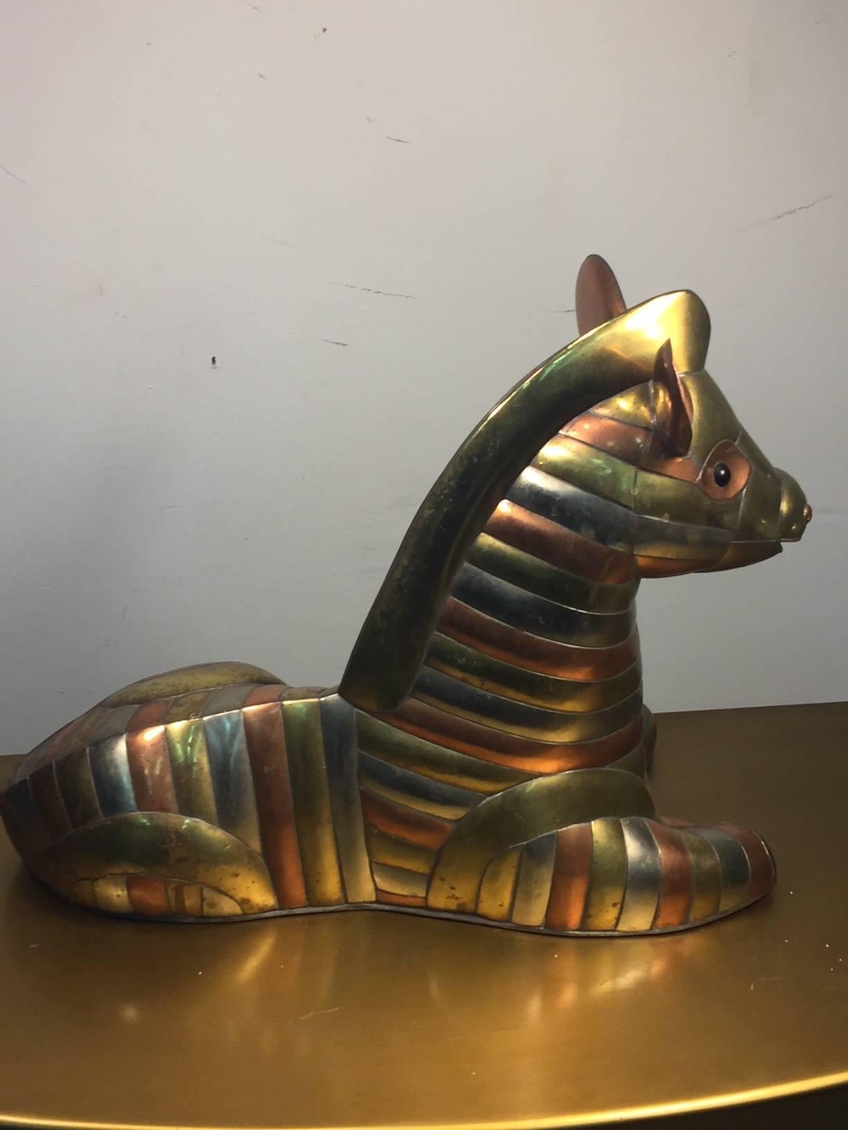Anodized Sergio Bustamante Copper, Brass And Chrome Zebra