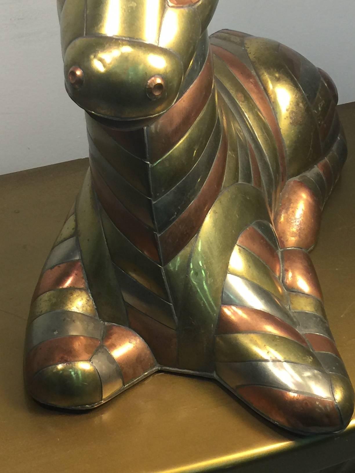 Italian Sergio Bustamante Copper, Brass And Chrome Zebra