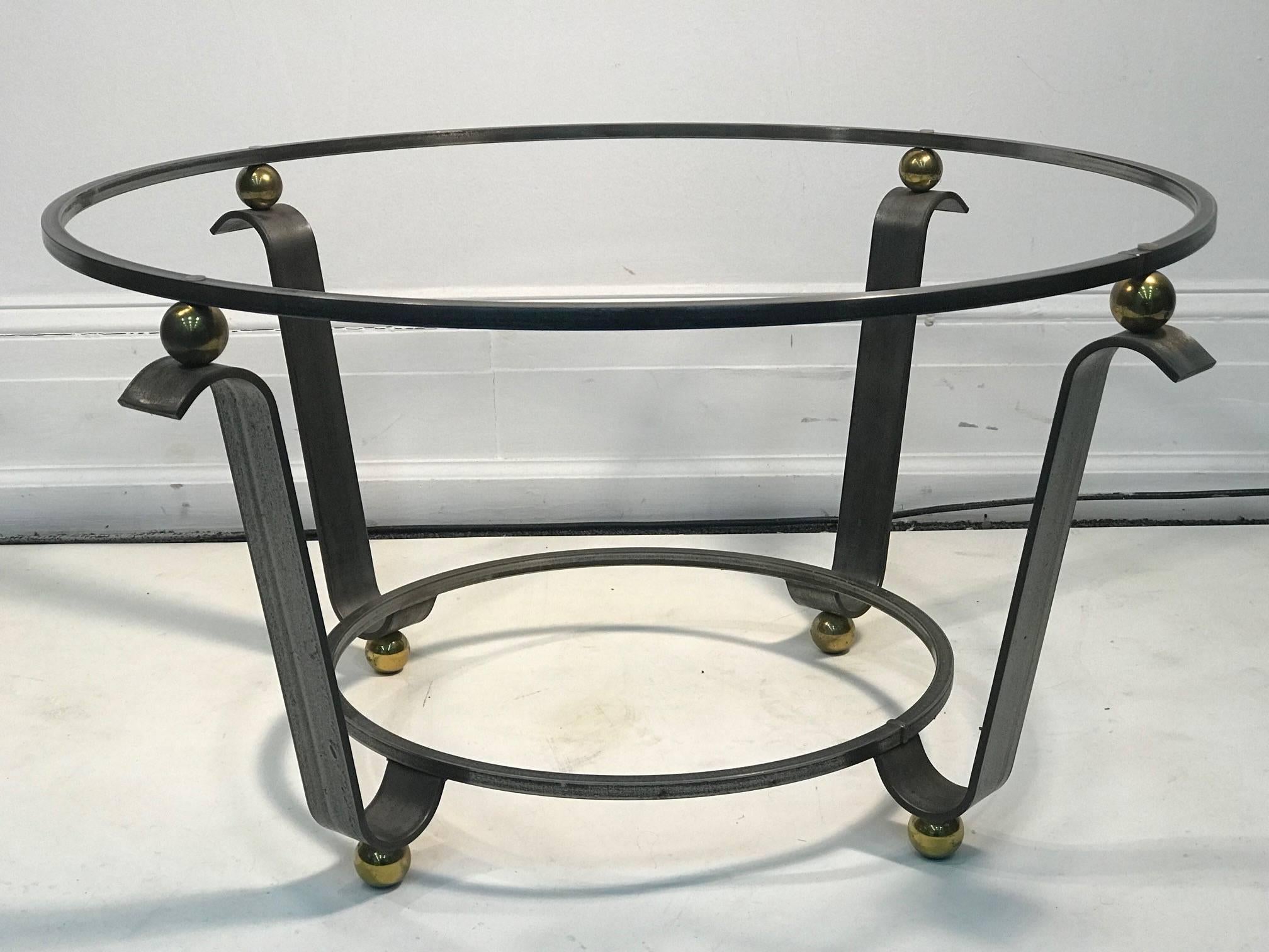 Late 20th Century Art Deco Coffee Table or Accent Table Glass Top For Sale