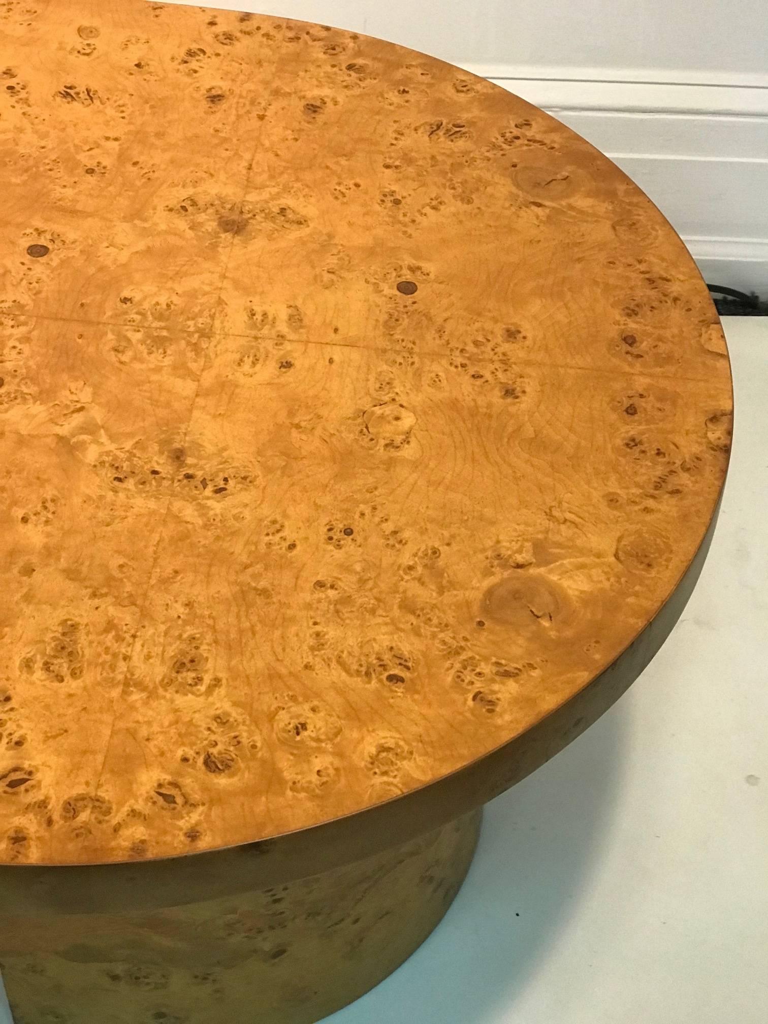 Laminated Burled Elm Wood Coffee Table Oval For Sale