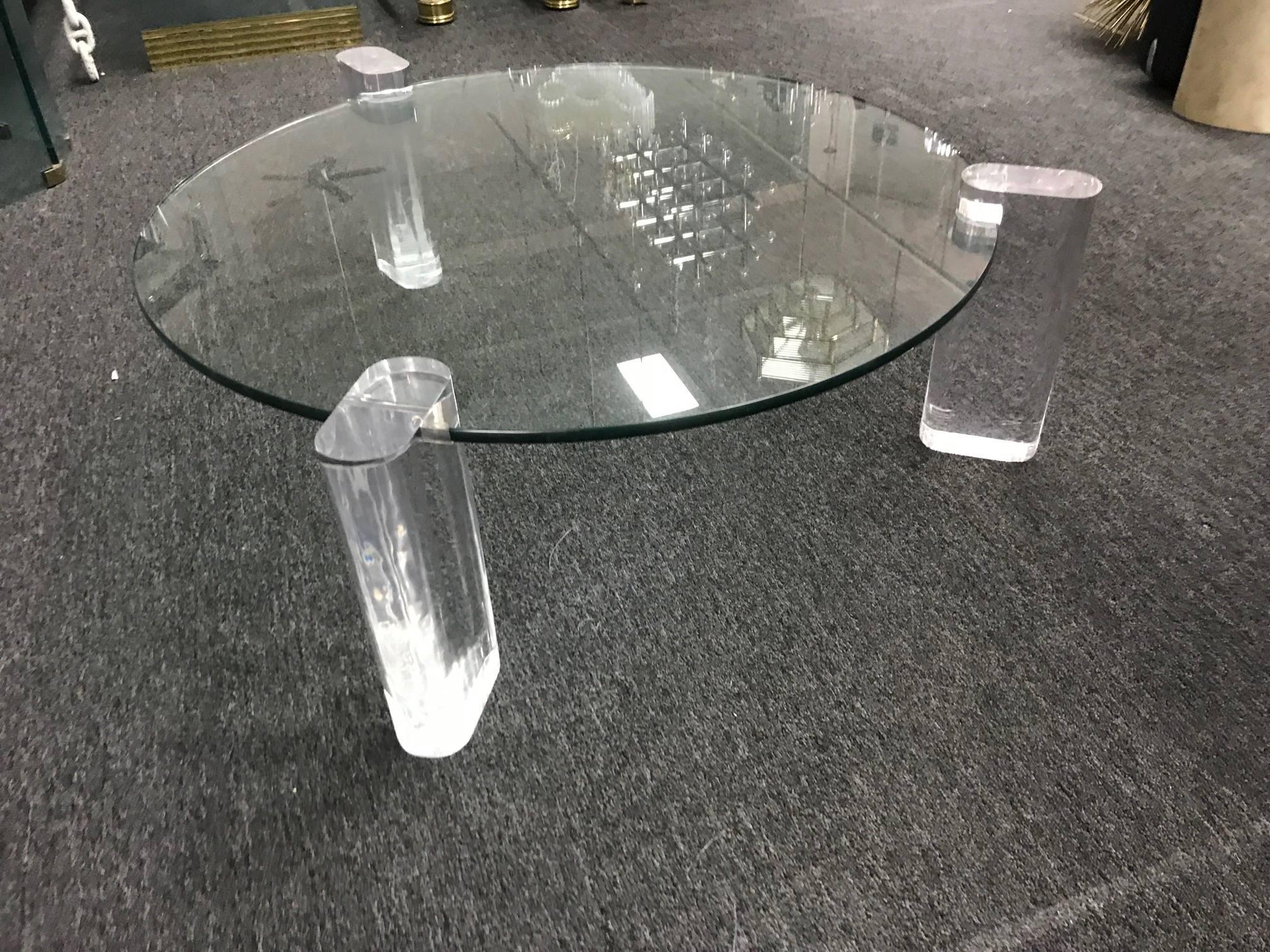 round lucite coffee table