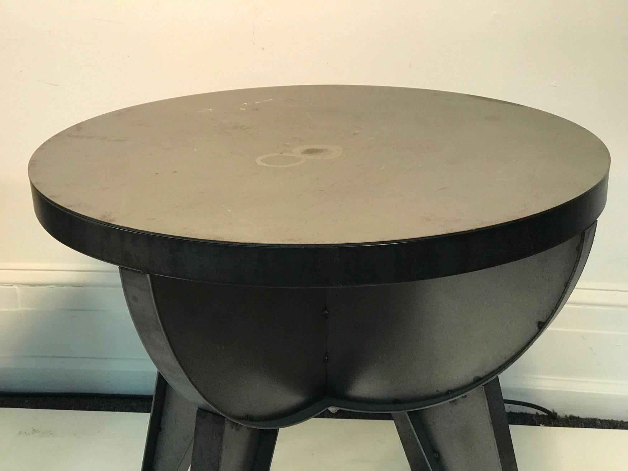 Blackened Industrial Design Cast Iron and Steel End Tables For Sale