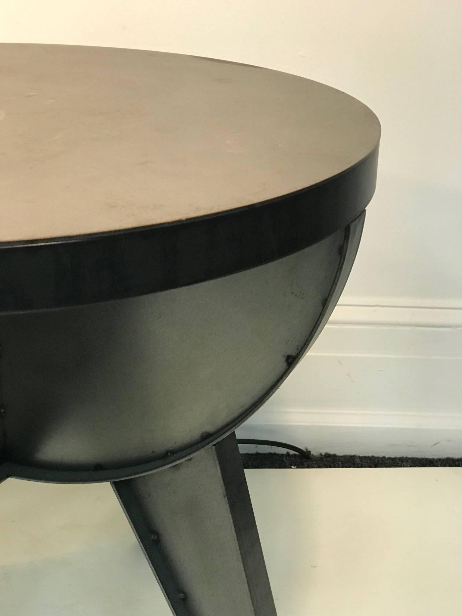 American Industrial Design Cast Iron and Steel End Tables For Sale