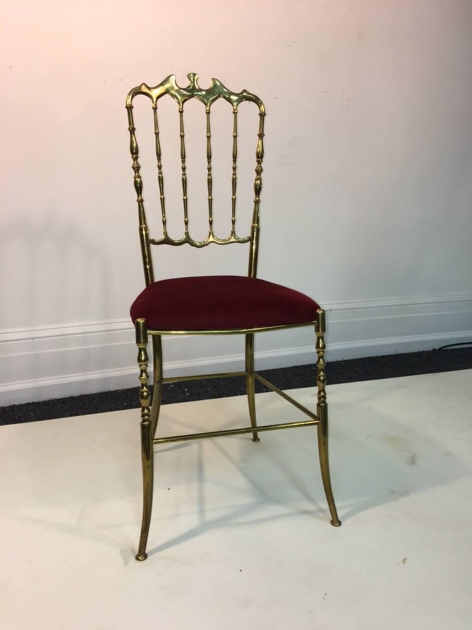 Italian Chiavari Chair Brass High Style In Excellent Condition In Allentown, PA