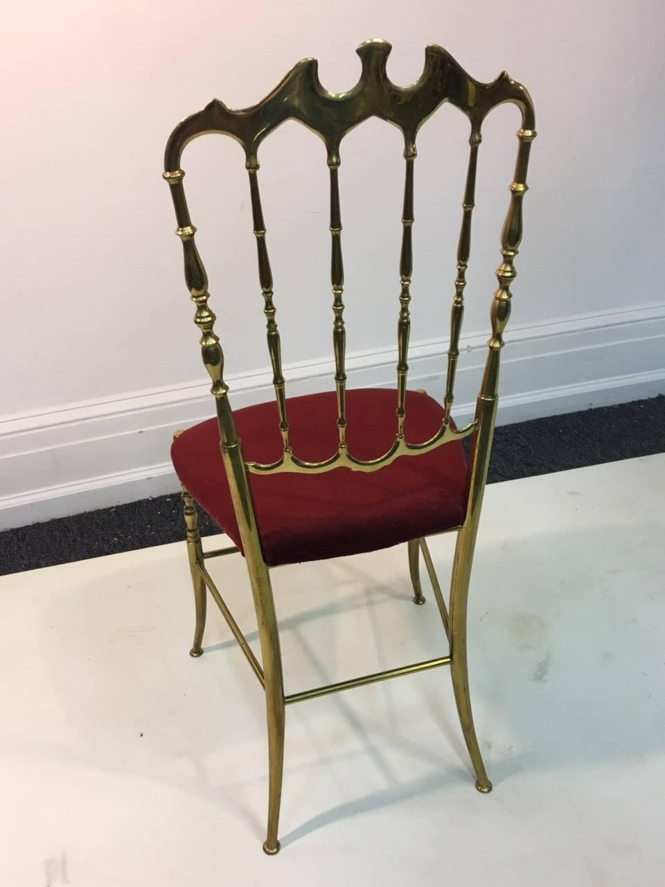 Mid-Century Modern Italian Chiavari Chair Brass High Style