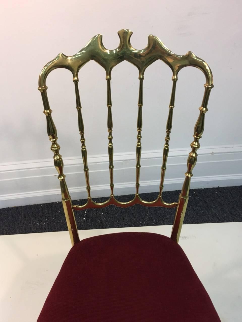 Italian Chiaivari Chair brass high style. Measures 38