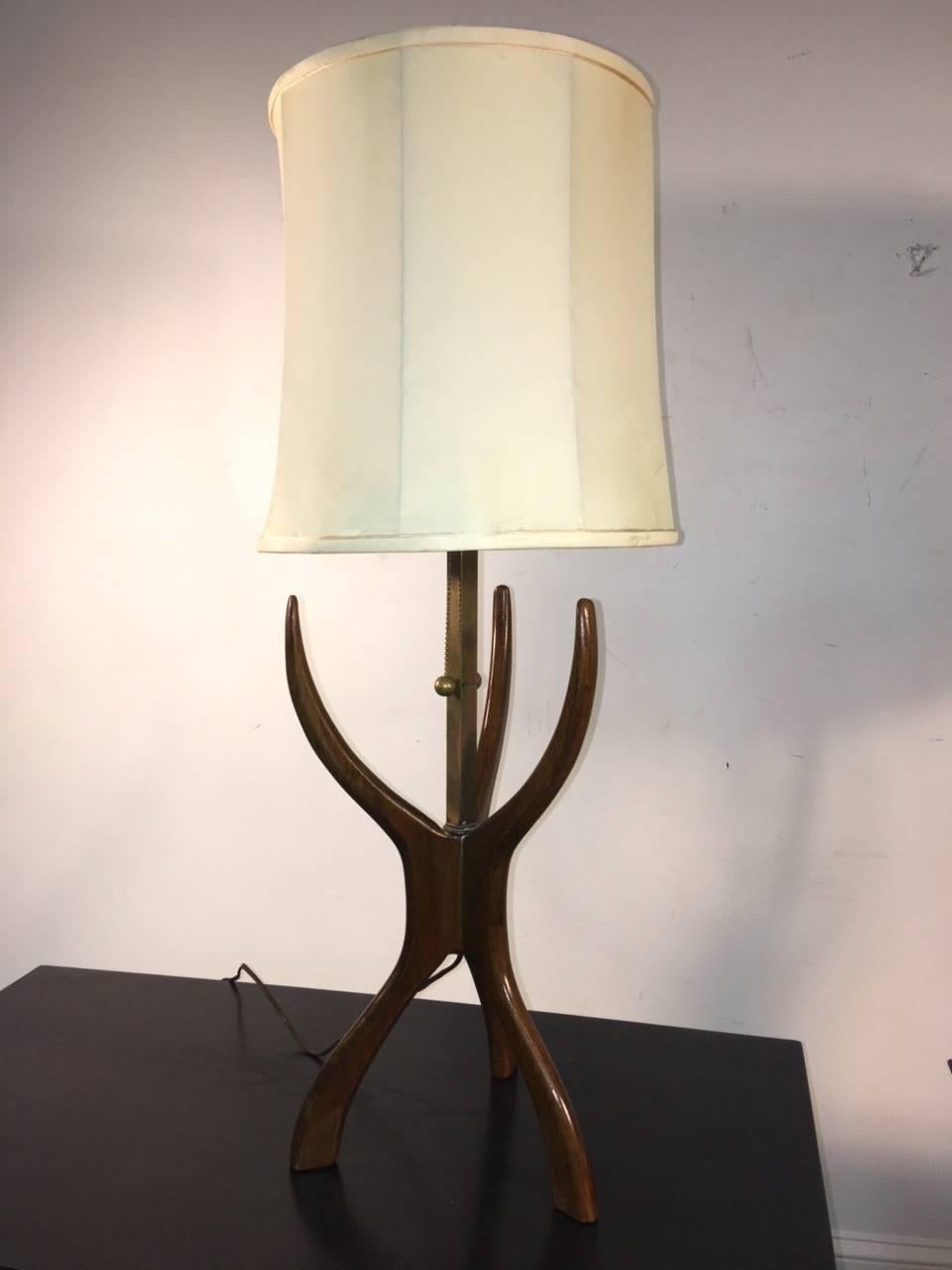 Mid-Century Modern Modernist Walnut Sculpted Lamps For Sale