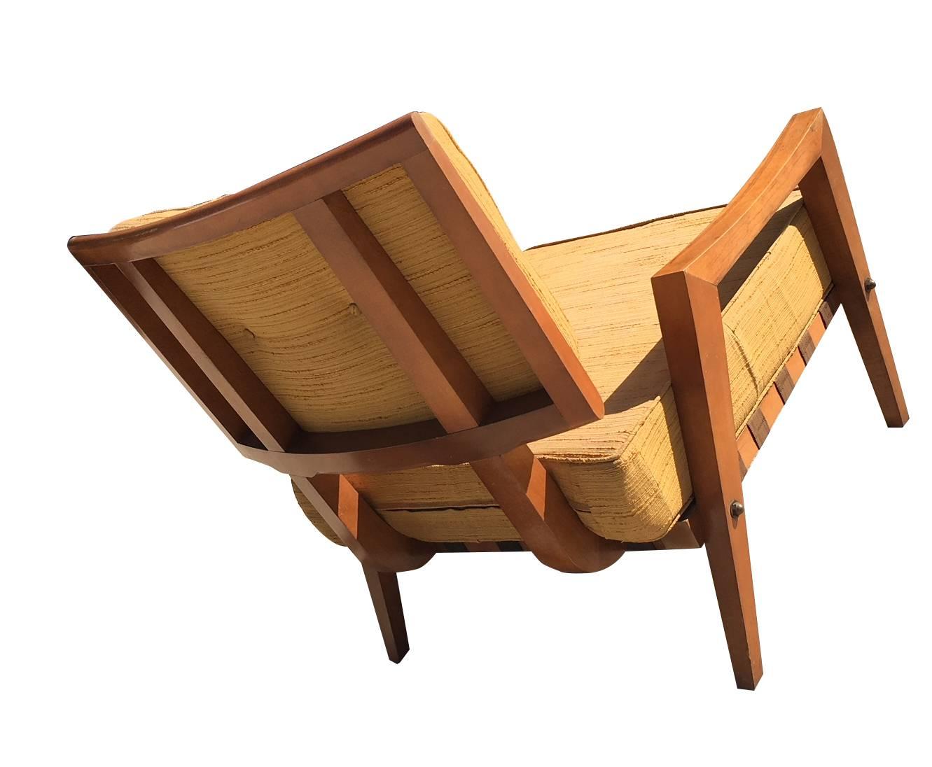 Varnished Strap Lounge Chair T H Robsjohn-Gibbings for Widdicomb For Sale