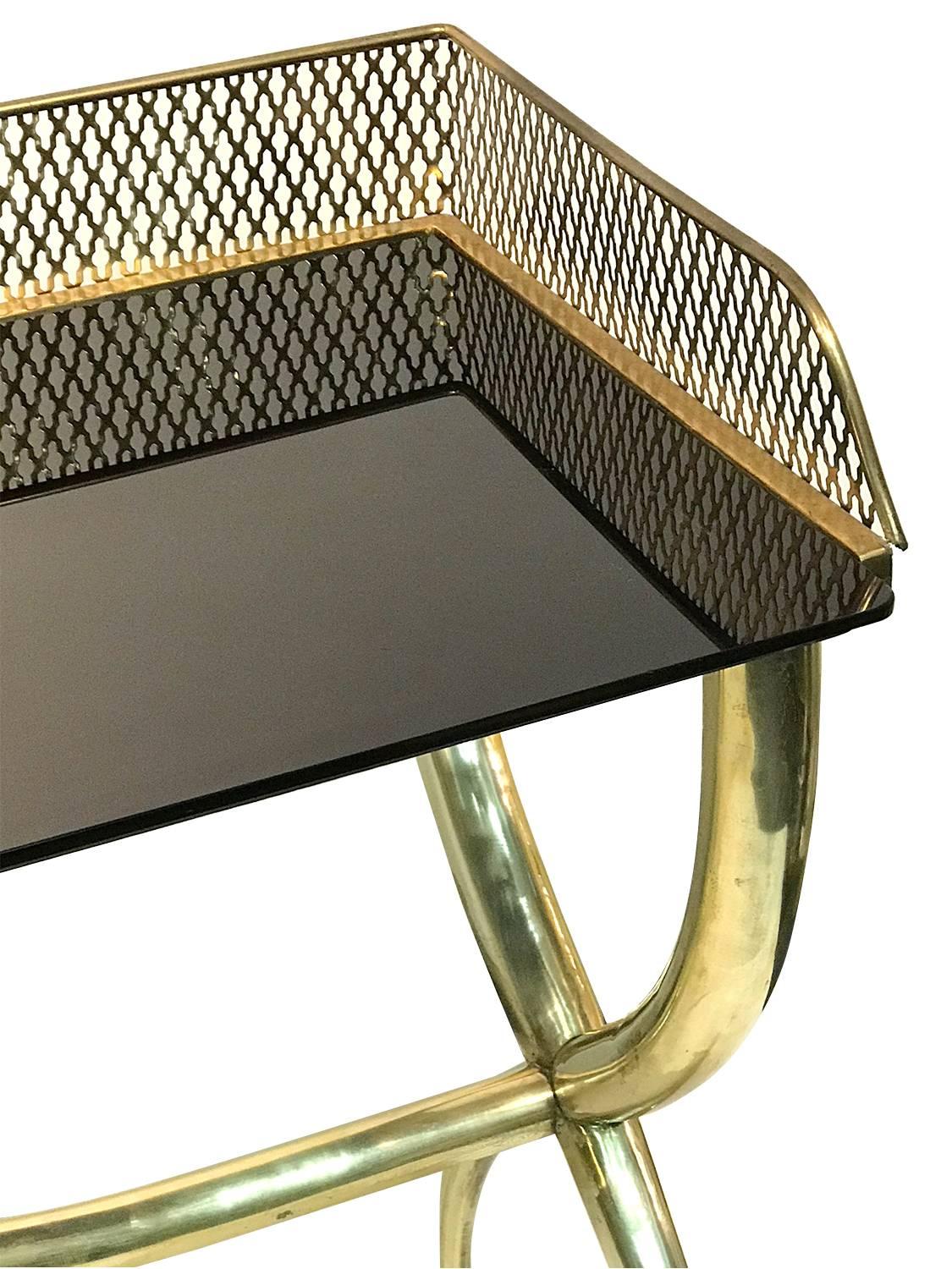 Modern Italian Brass Console Table 20th Century Signed For Sale