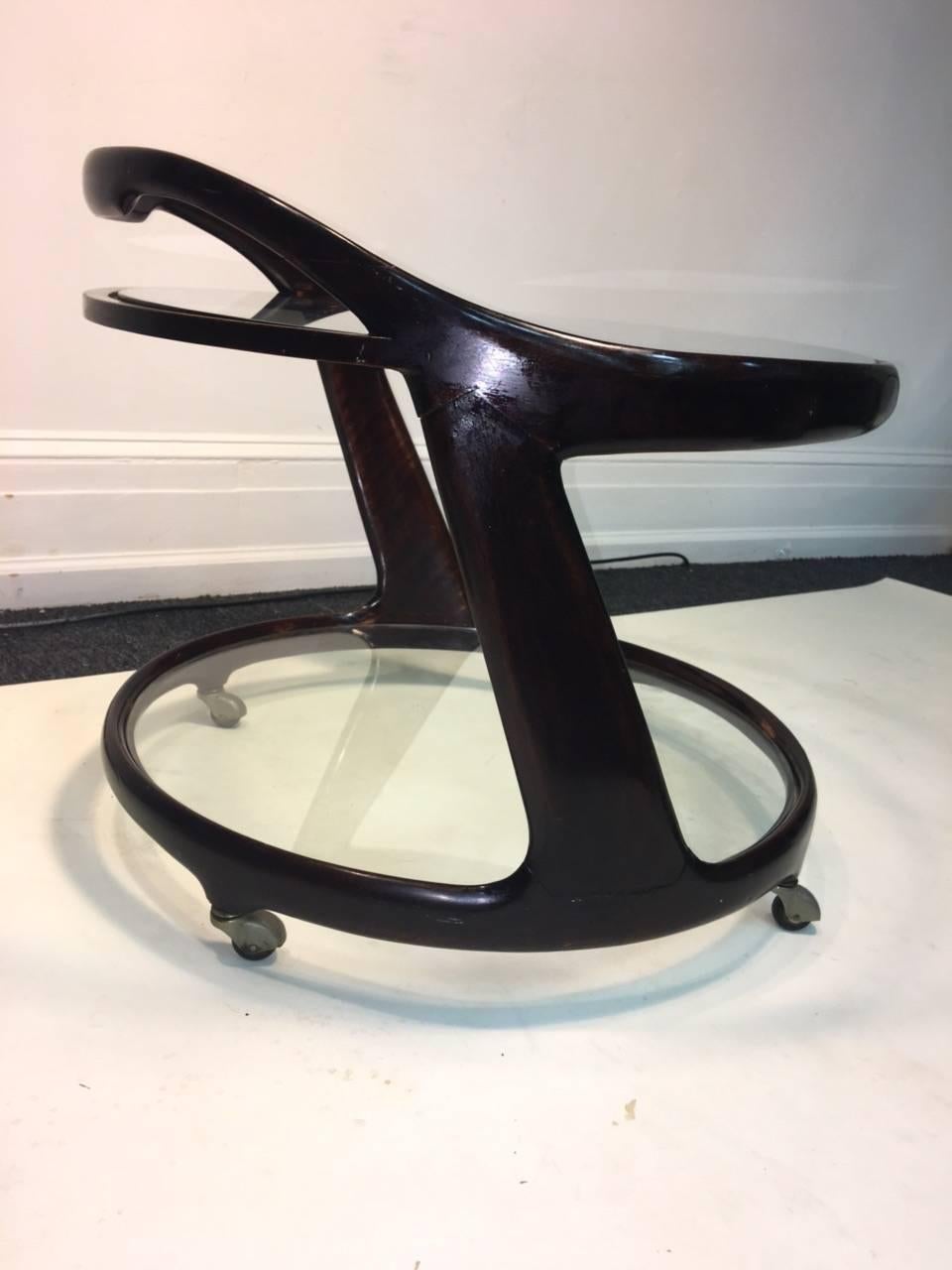 Mid-Century Modern Italian Modernist Bar Cart  Designed By Cesare Lacca For Sale
