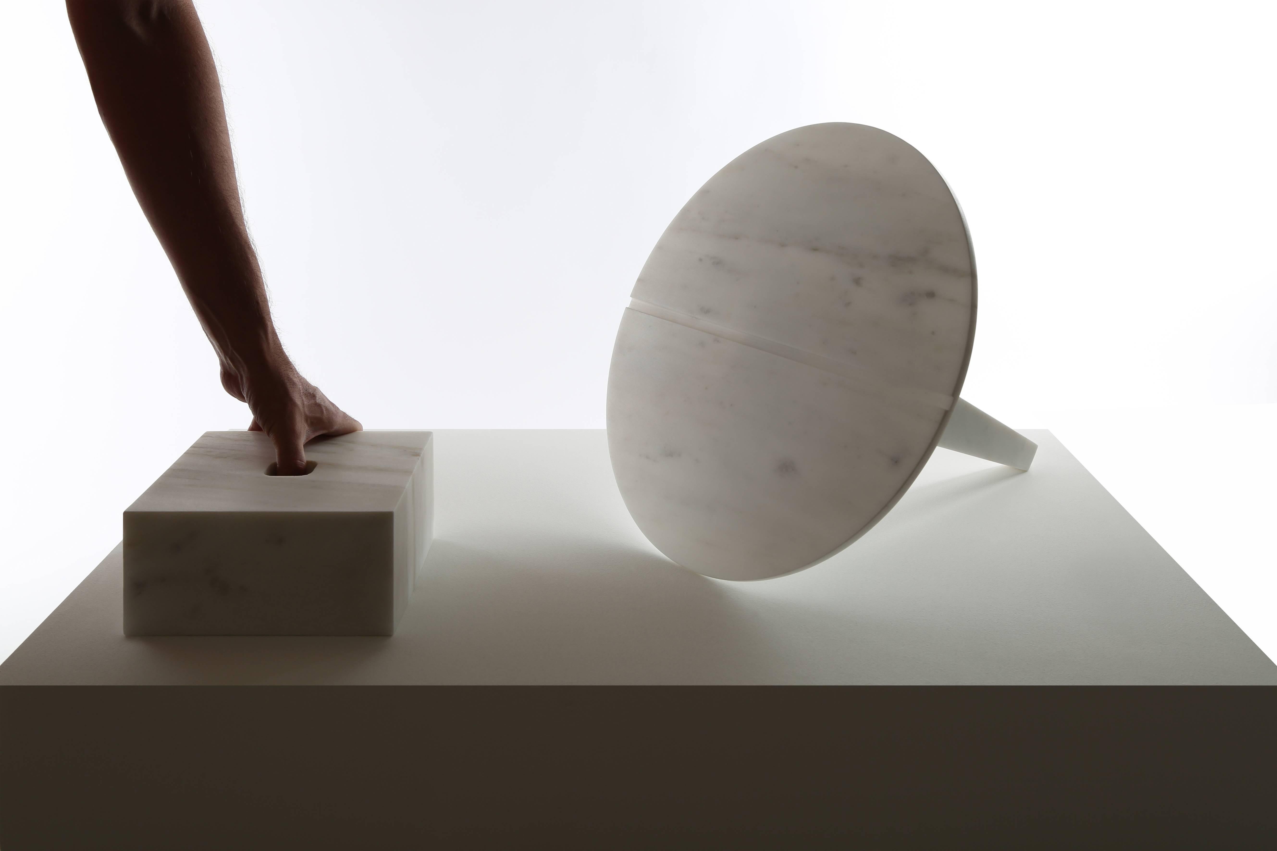 Minimalist Clou Side Table 'Marble' by Richard Yasmine For Sale
