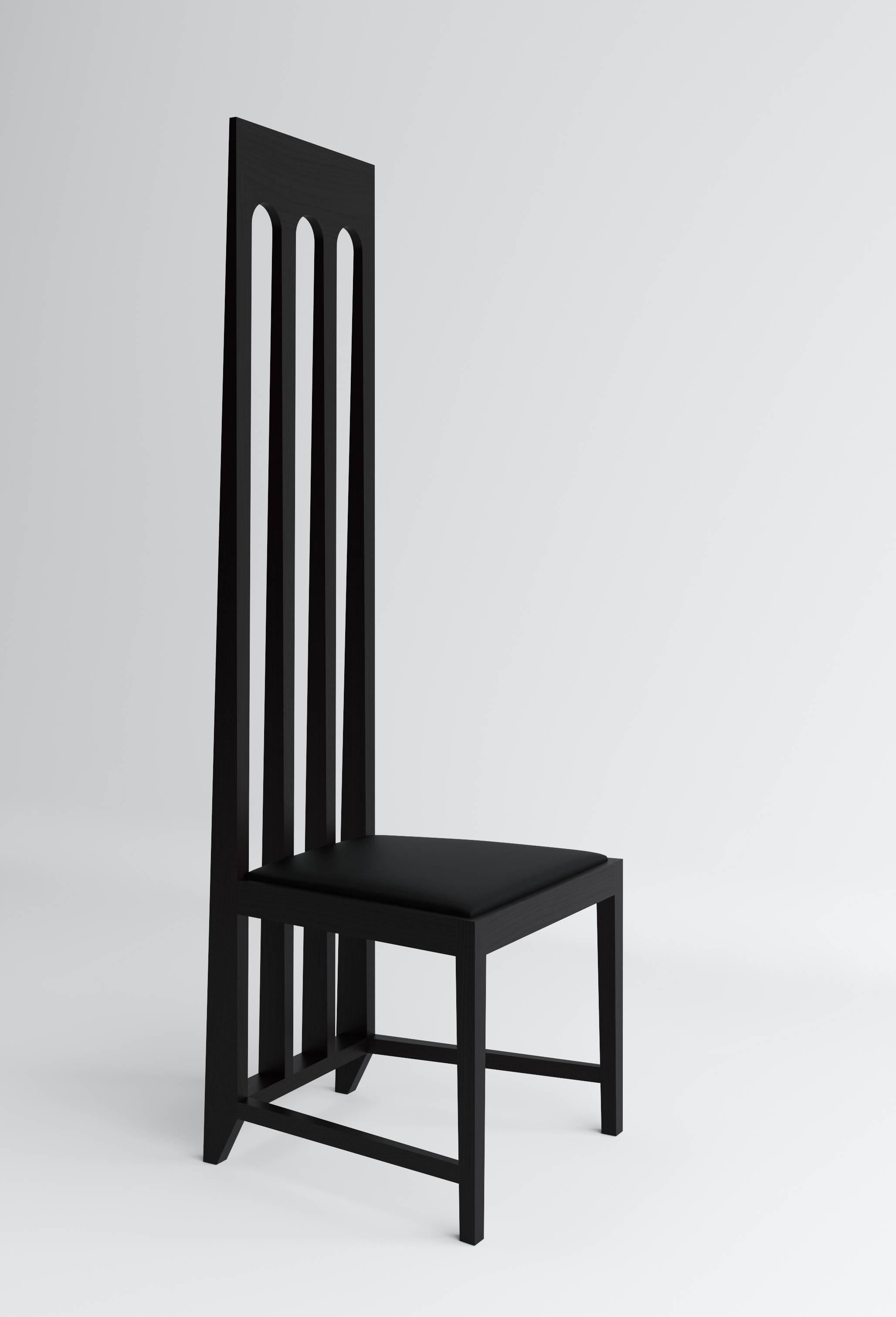 Chair by Russian designer Dmitry Samygin

Oak and plywood and black wool or leather for the seat

Measure: 113 cm x 49 cm x 48 cm.
