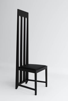 Grande chaise arc-en-ciel noire en bois laqué de Dmitry Samygin