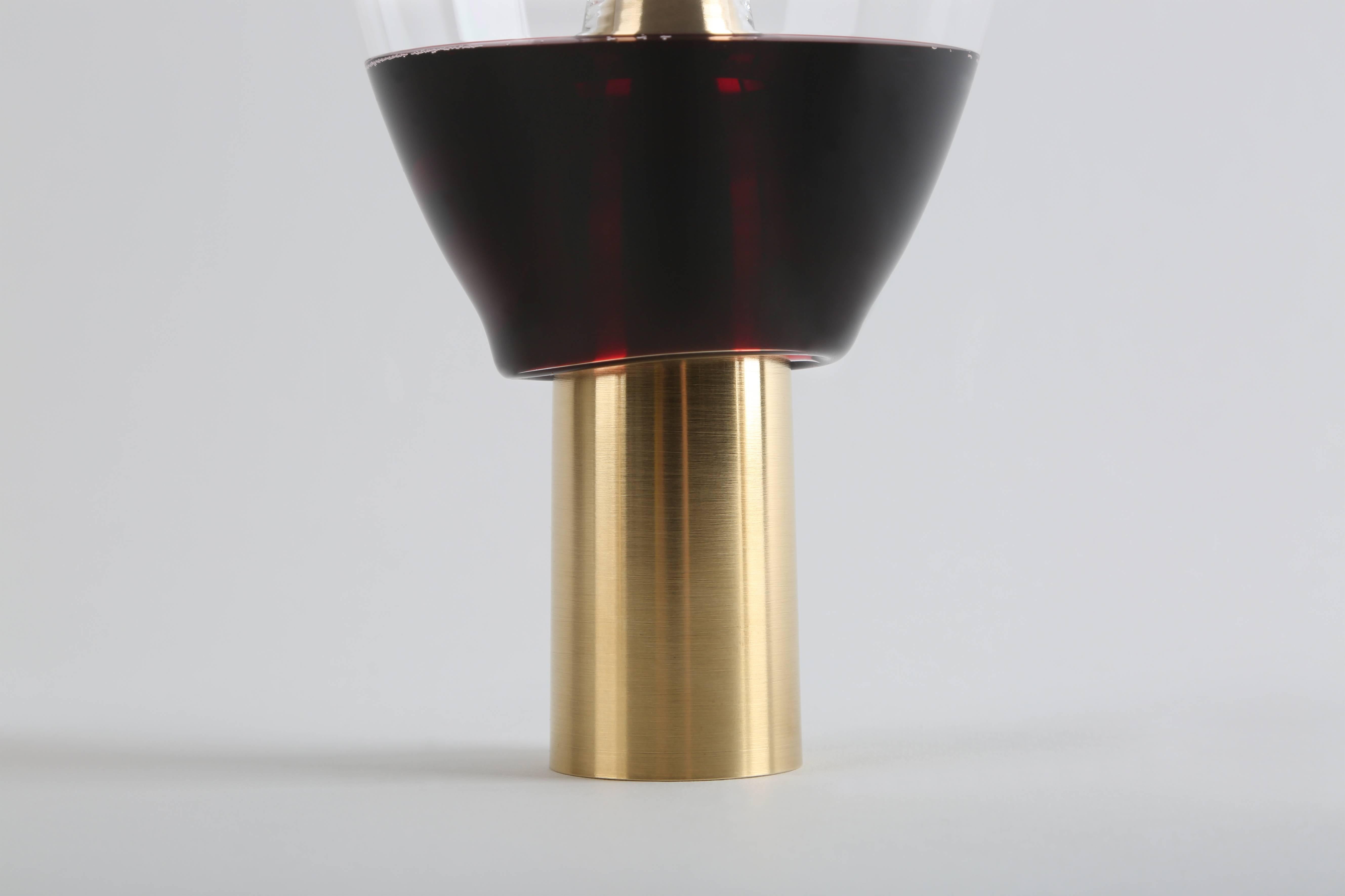 Plugged Vase ‘Glass and Brass’ by Richard Yasmine In New Condition For Sale In Paris, FR
