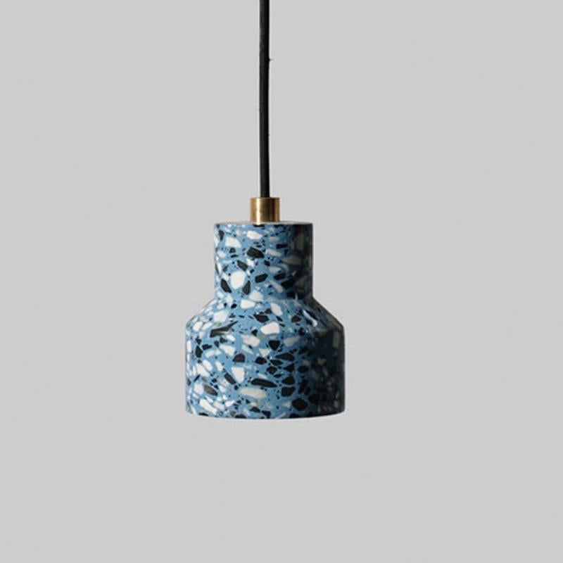 Industrial Pendant TU, Terrazzo and Concrete Pendant Lamp, Black, White, Red or Blue For Sale