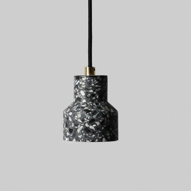 Black, white, red or blue terrazzo and concrete ceiling lamp designed by Cantonese studio Bentu design.

Measures: 10.4 cm high; 9.6 cm diameter
Wire: 2 meters adjustable.

Brass finish

Lamp type E27 LED
Wattage3W
Voltage85V-265V.

“TU” ceiling