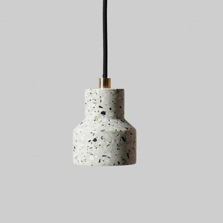 Industrial Tu, Terrazzo and Concrete Pendant Lamp, Black or White For Sale