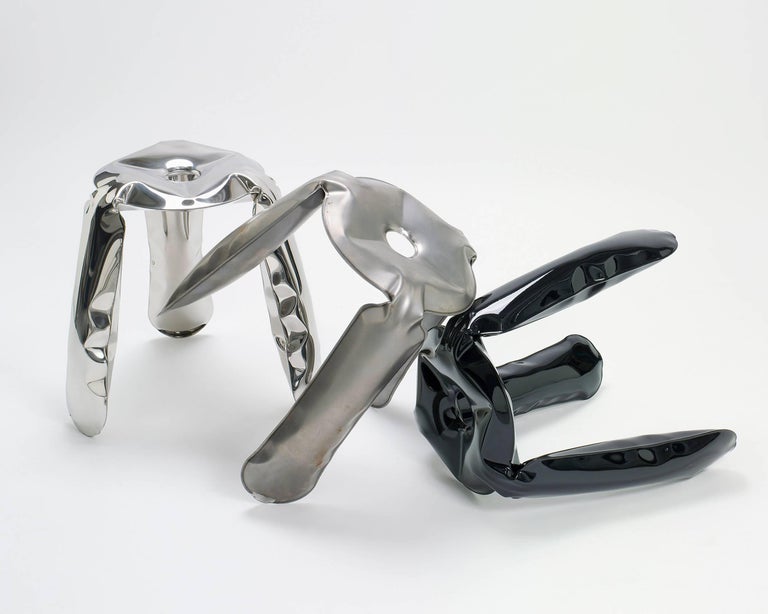 Industrial Plopp Stool 'Mini' by Zieta Prozessdesign, Stainless Steel ‘Inox’ Version For Sale