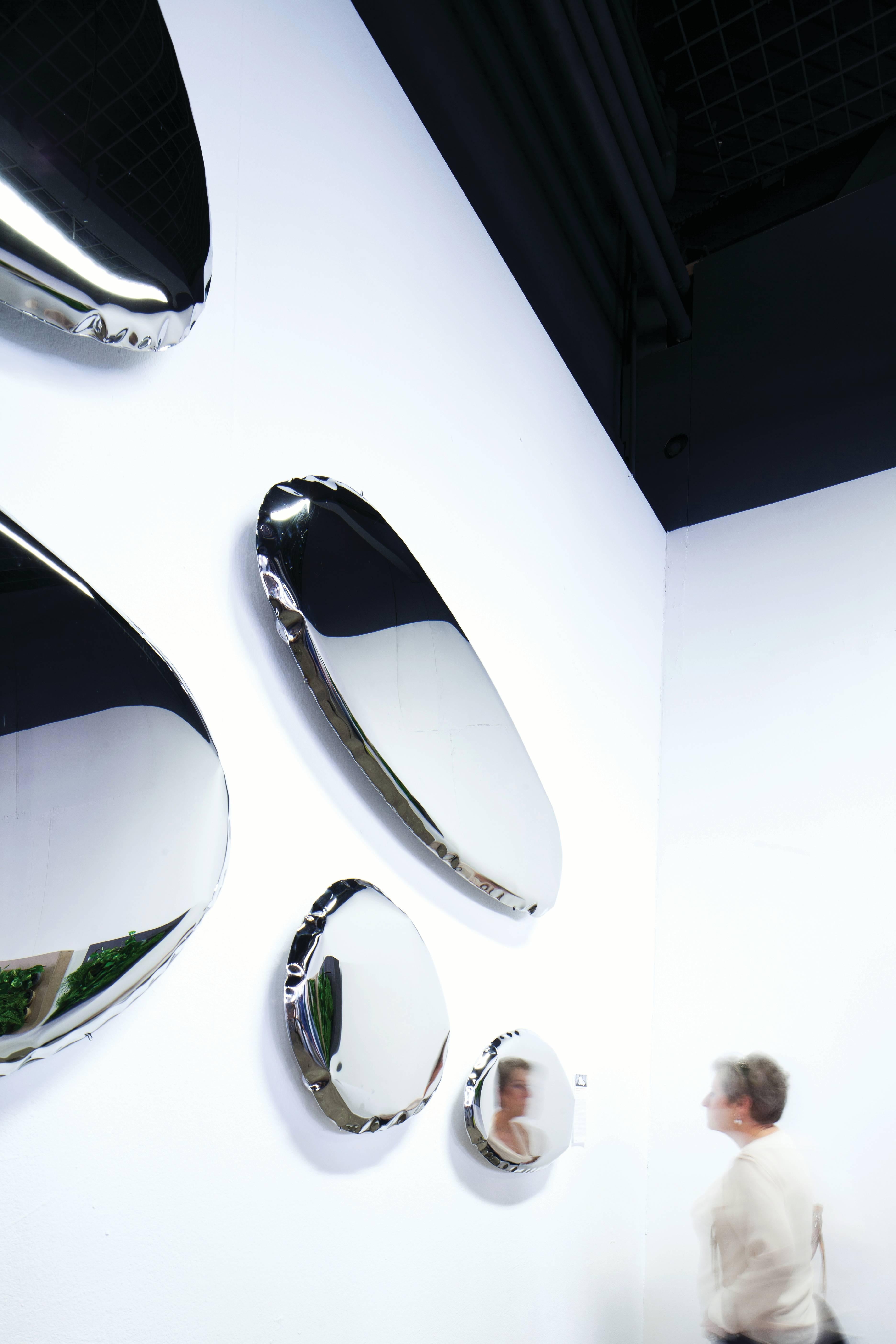 Minimalist Mirror 'Tafla C4' in Polished Stainless Steel by Zieta For Sale