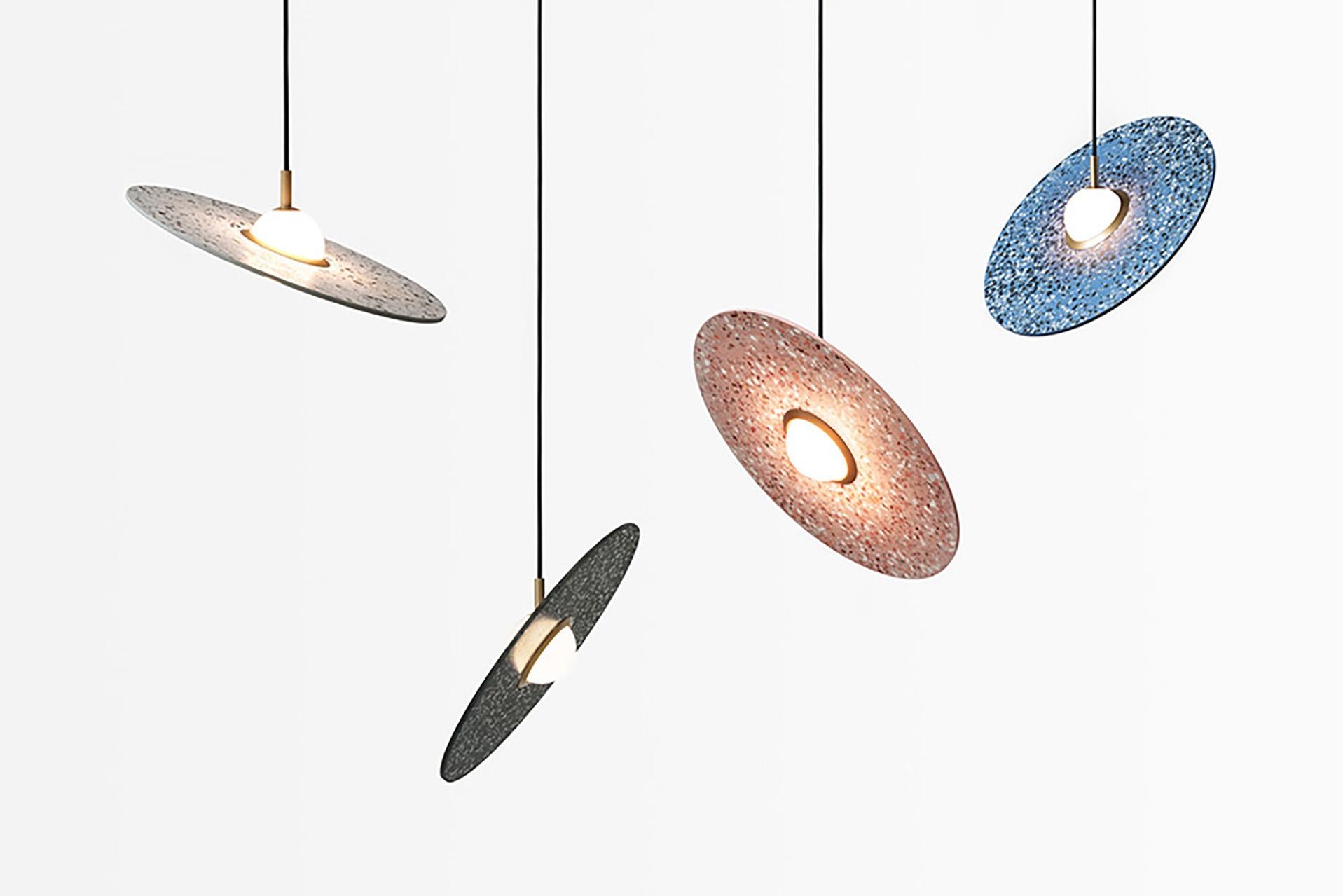 Industrial 'Planet' Terrazzo Pendant Lamp by Bentu Design 'Black' For Sale