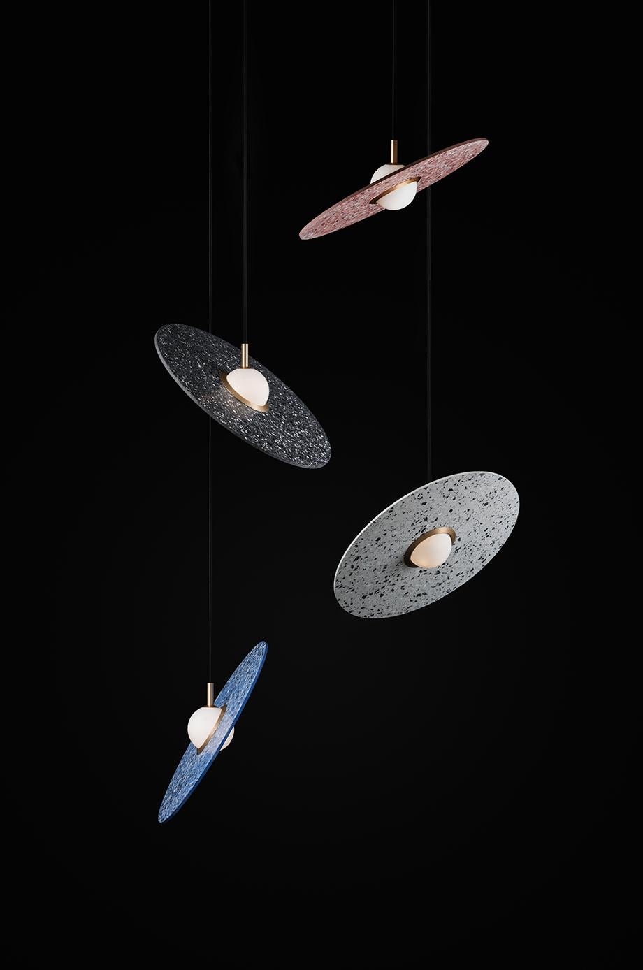 Concrete 'Planet' Terrazzo Pendant Lamp by Bentu Design ‘Red’ For Sale