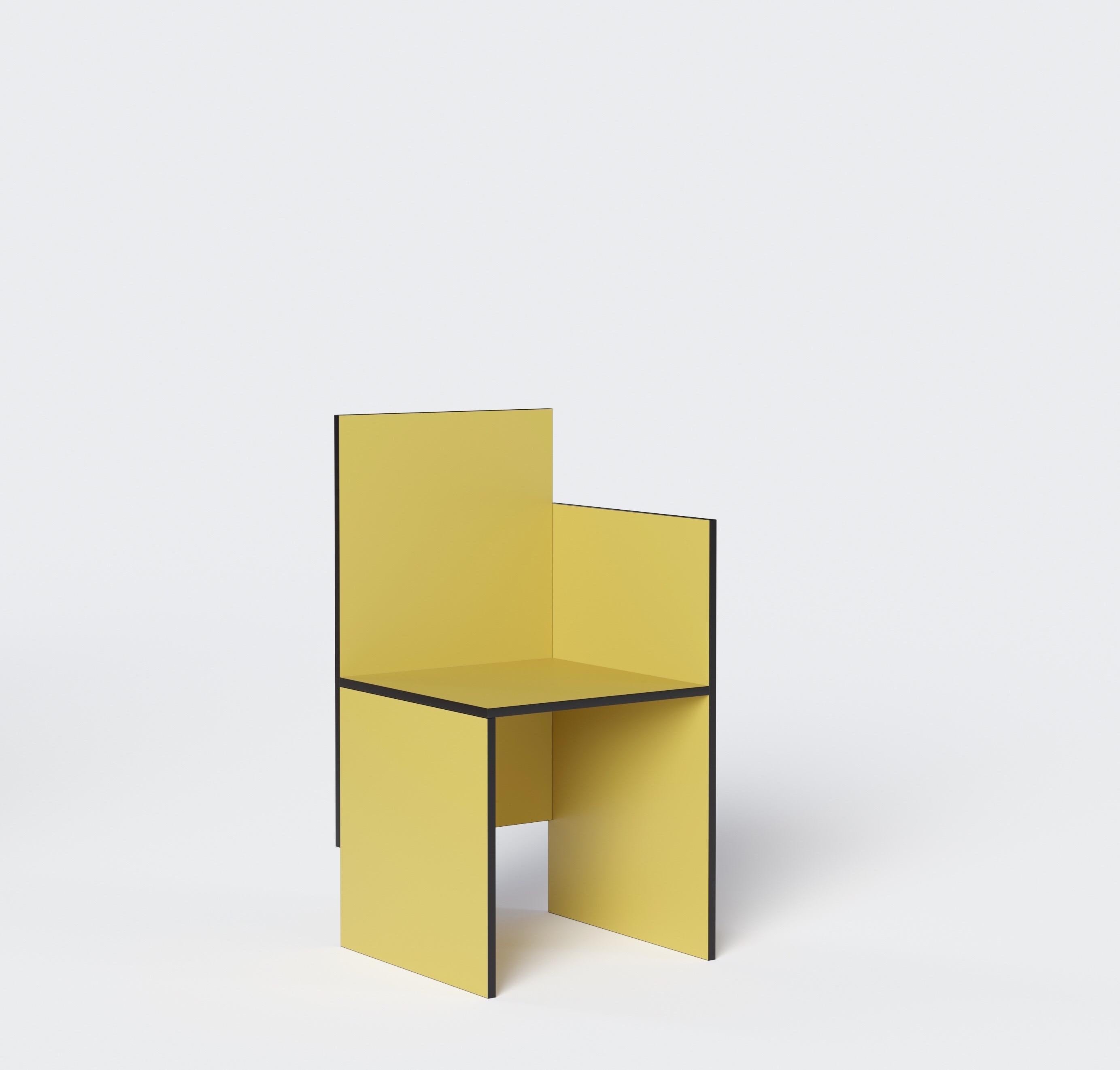 Geometric and Minimalist chair by Russian designer Dmitry Samygin. Inspired by Gerrit Rietveld and Bauhaus style. 

Plywood
Measures: 88.5 x 45 x 45 cm

Choose your color! 

Two versions:
- One arm (right or left)
- Two arms.