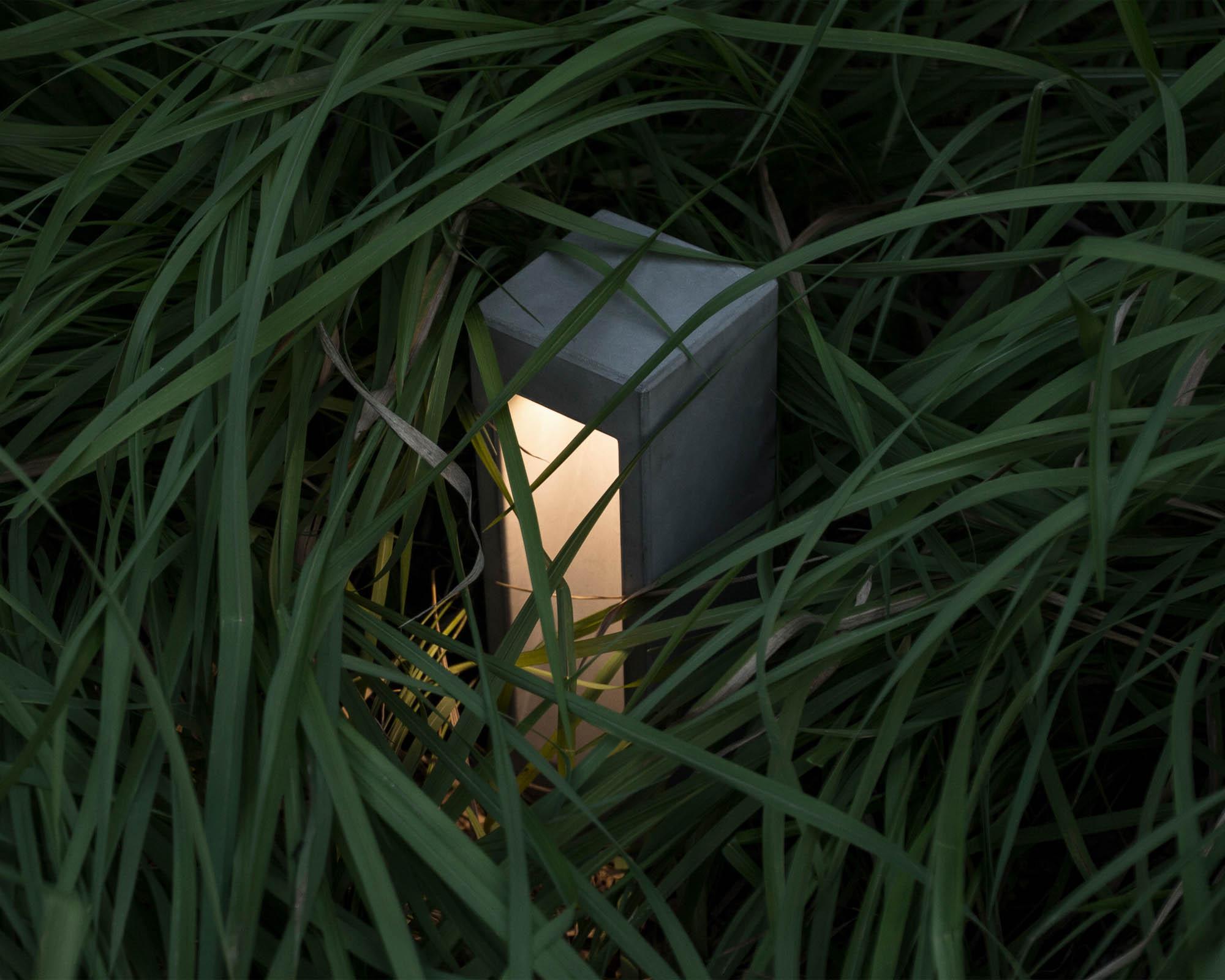 Industrial Concrete Outdoor Lighting 'Cube L' by Bentu Design For Sale